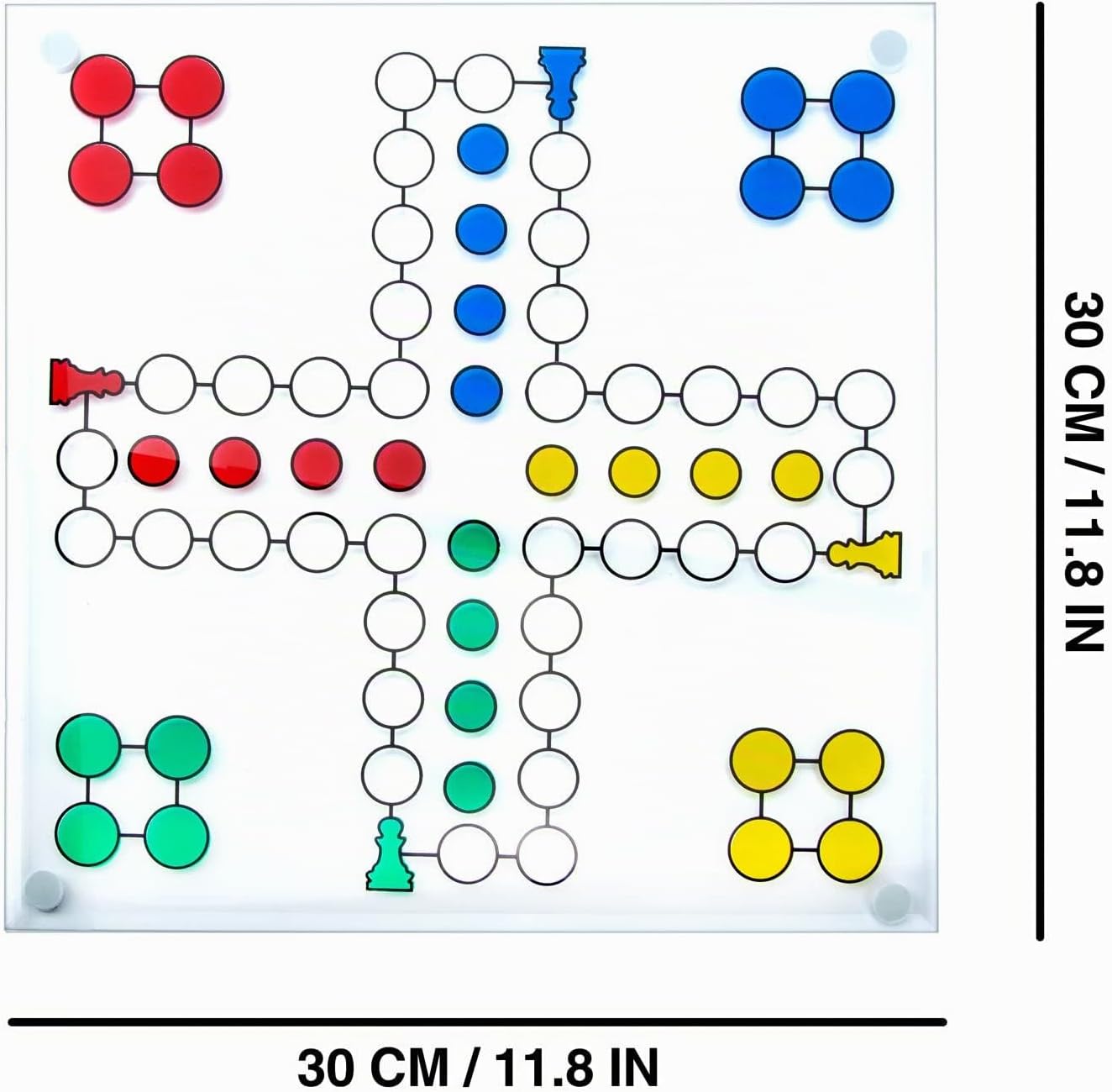 Ludo Trinkspiel aus Glas mit 16 Shotgläsern für Partyspaß