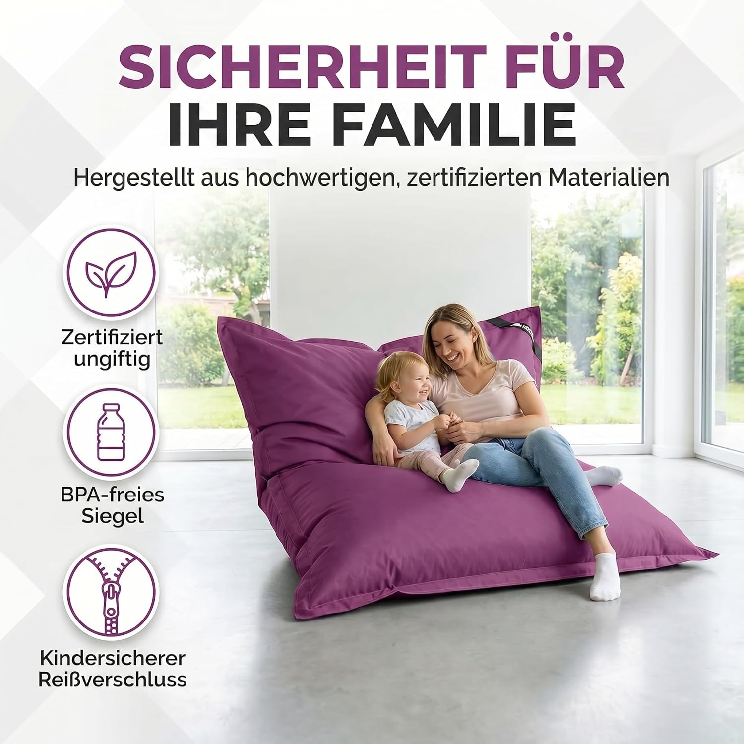 LazyBag Outdoor Sitzsack Junior – Wasserfestes Sitzkissen für Kinder
