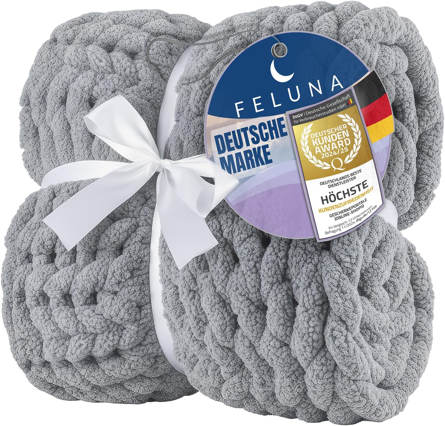 Feluna Grob gestrickte Kuscheldecke – Flauschige Wohndecke XXL