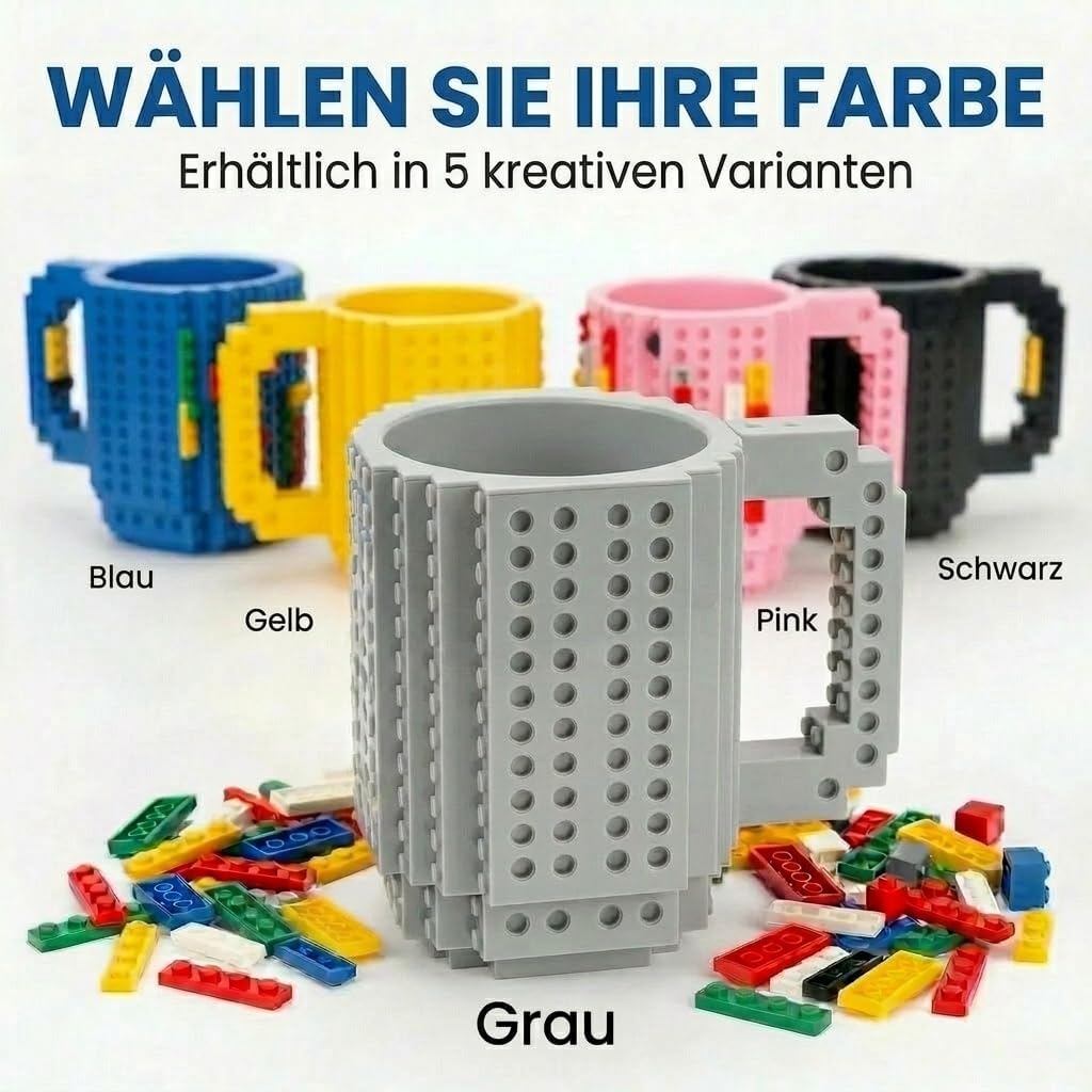 Brick Mug - Bausteine-Kaffeetasse 350ml - Kompatibler DIY Becher
