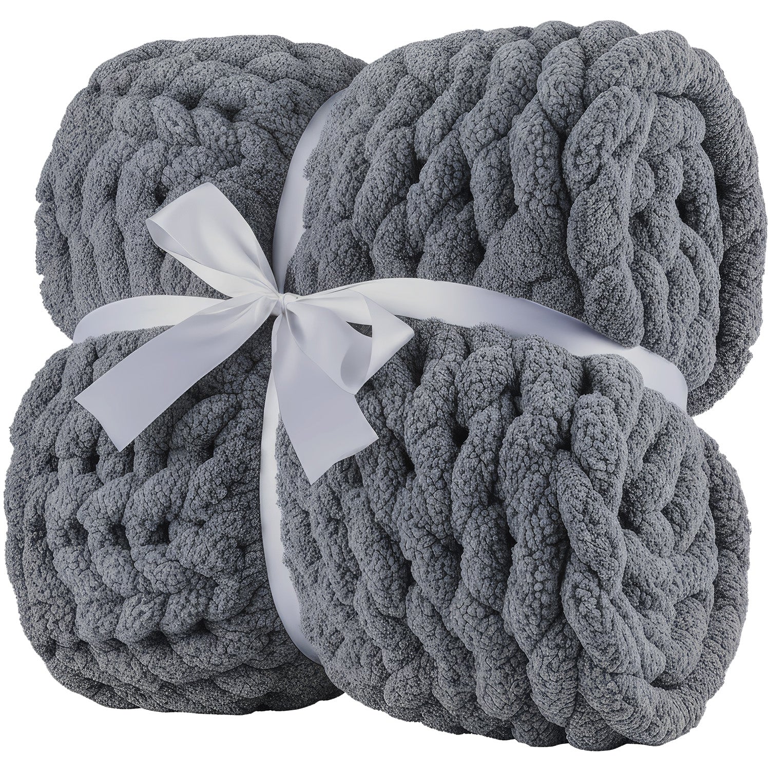 Grob gestrickte Kuscheldecke - Flauschige Wolldecke für Wohnzimmer & Gästezimmer
