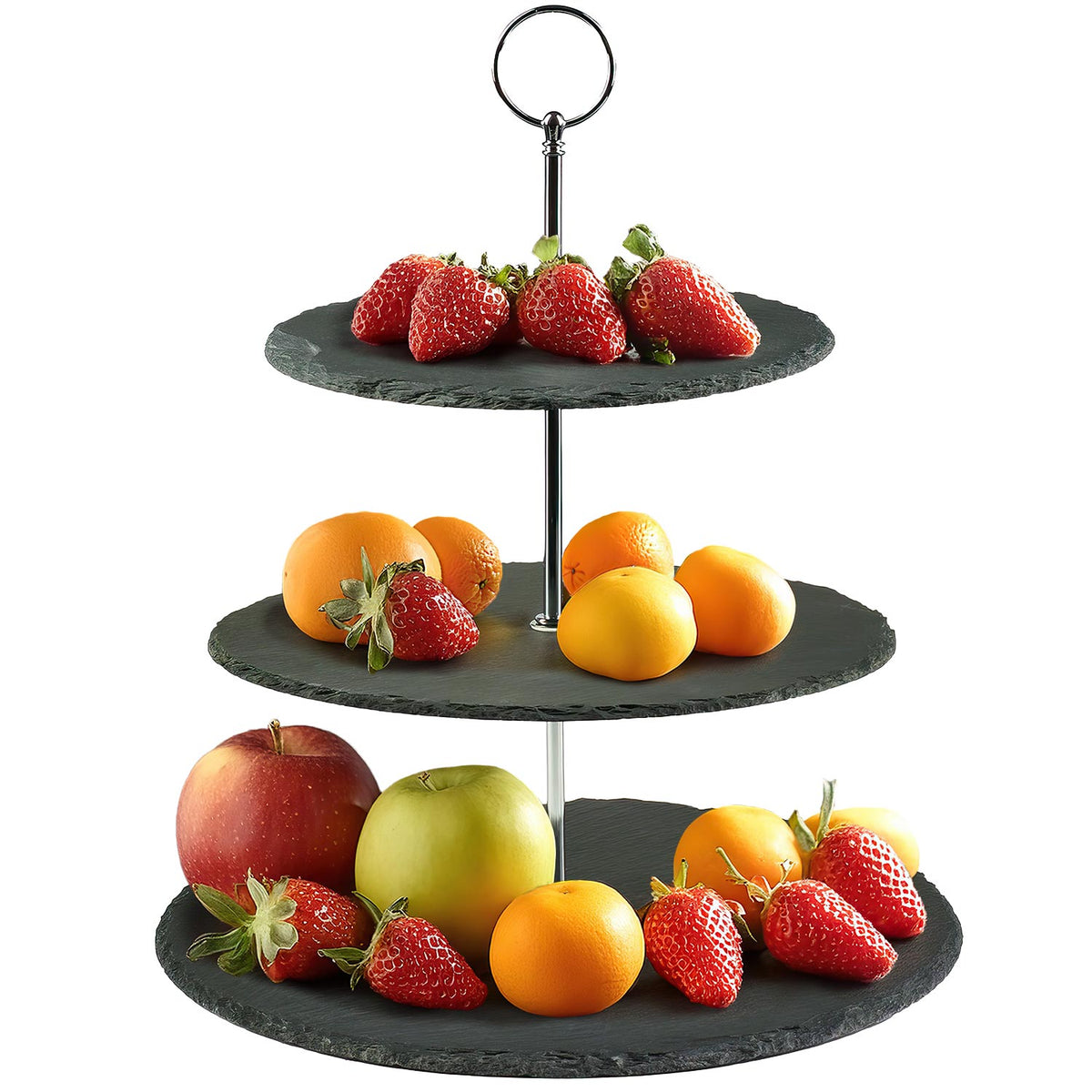 Etagere 3-stöckig aus Naturschiefer - Servierständer für Snacks