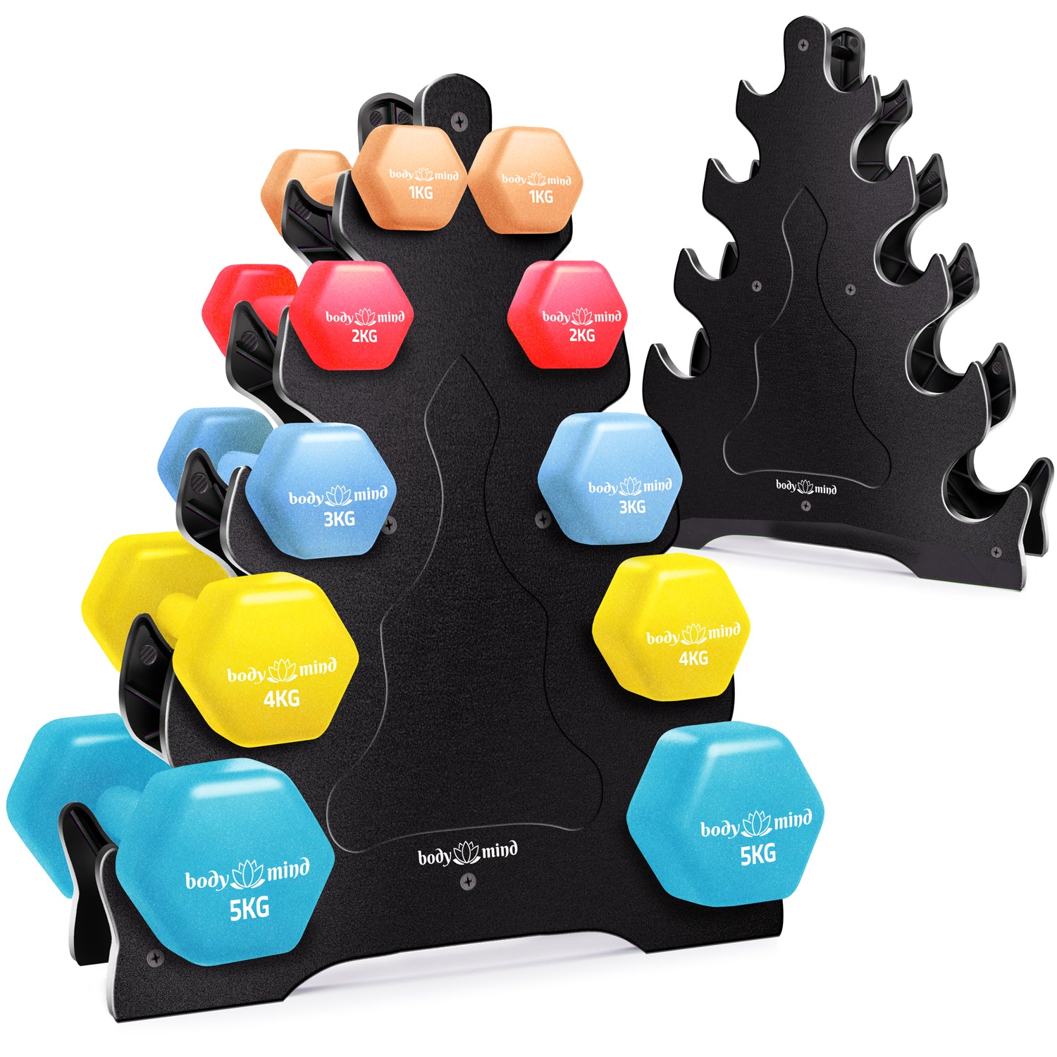 Hantelständer Sets mit Neopren Kurzhanteln – 3- oder 5-stufig für dein Home-Gym