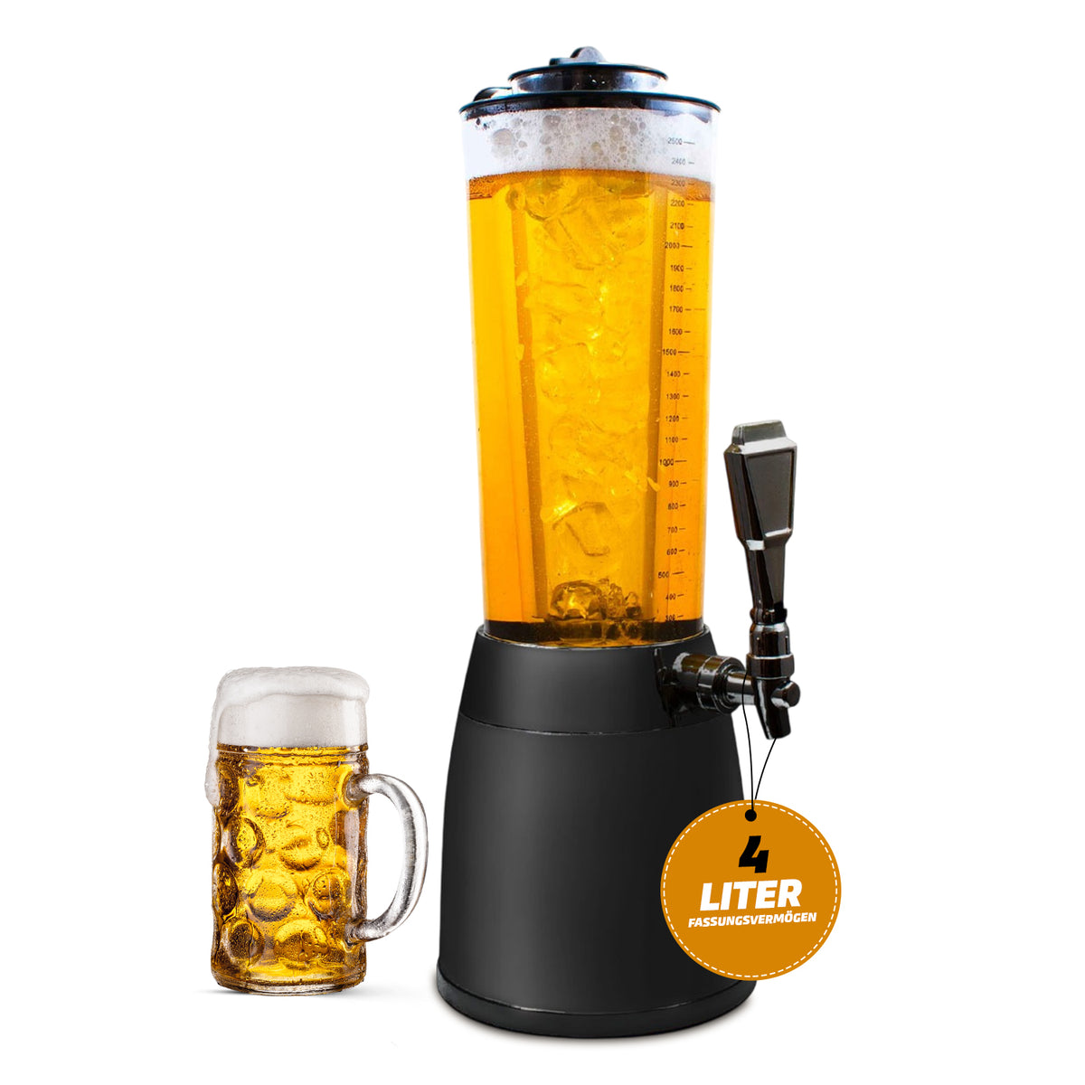 Biertower 4 Liter Biersäule – Zapf-Spender mit LED & Kühlung