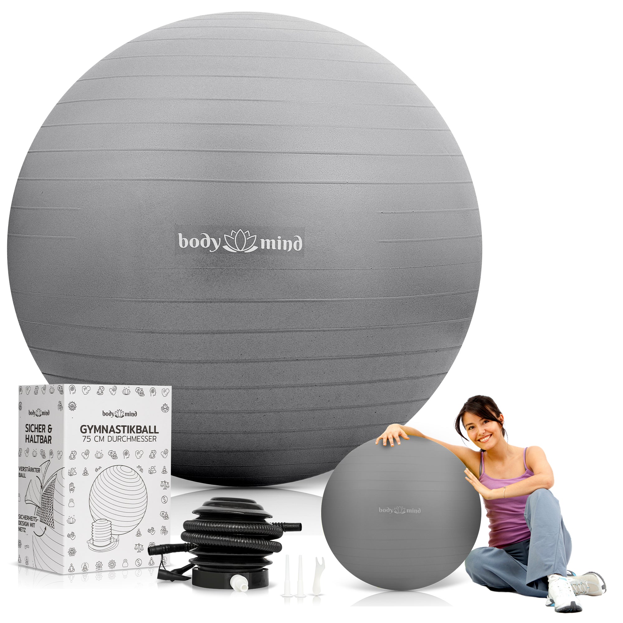 Gymnastikball inkl. Luftpumpe - Anti-Burst Pilates Ball