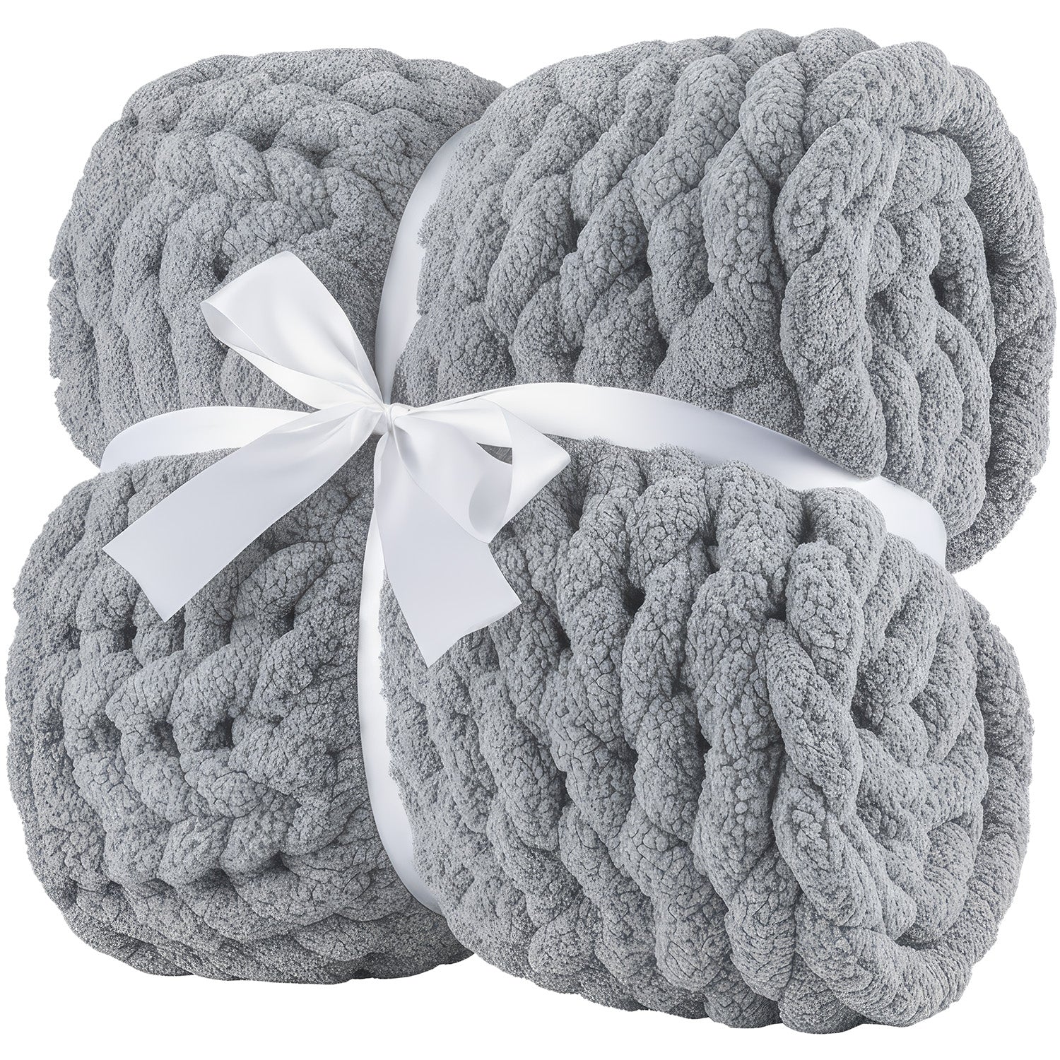 Grob gestrickte Kuscheldecke - Flauschige Wolldecke für Wohnzimmer & Gästezimmer