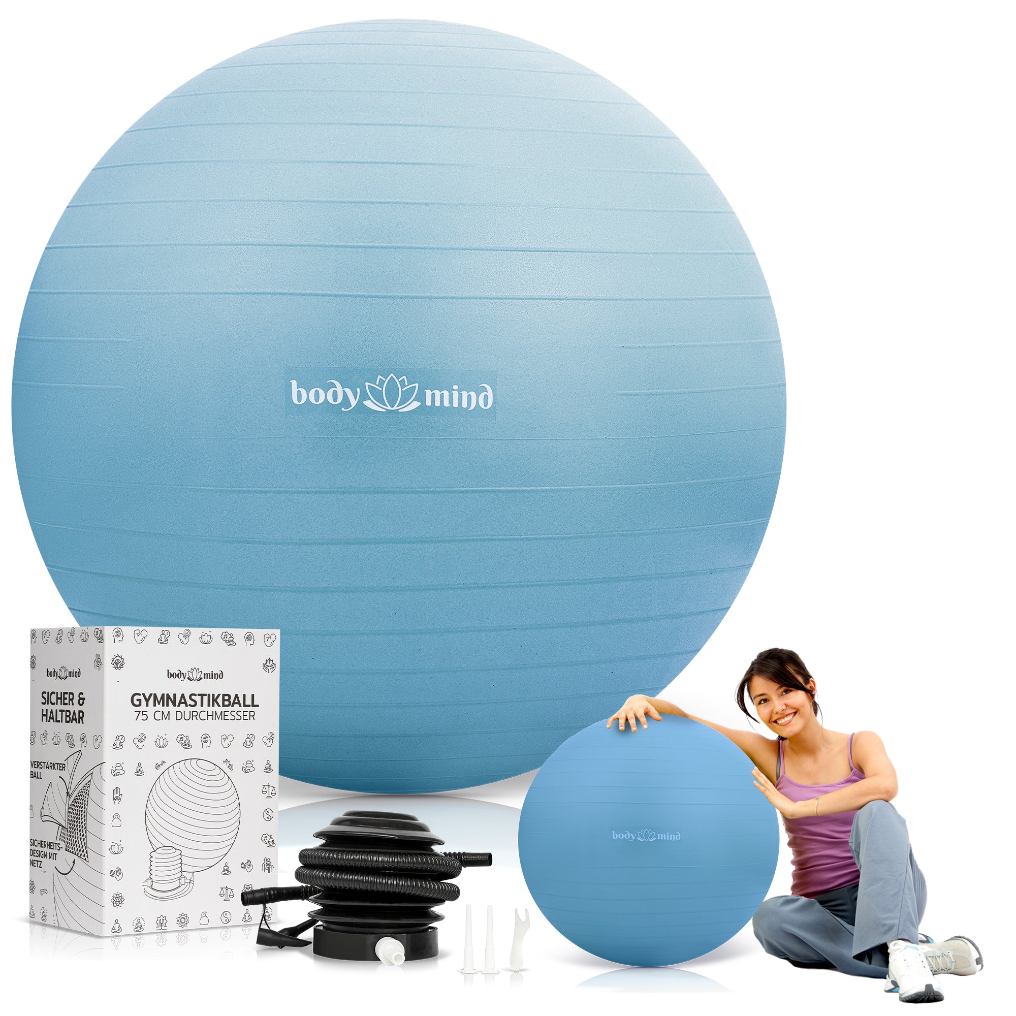 Gymnastikball inkl. Luftpumpe - Anti-Burst Pilates Ball