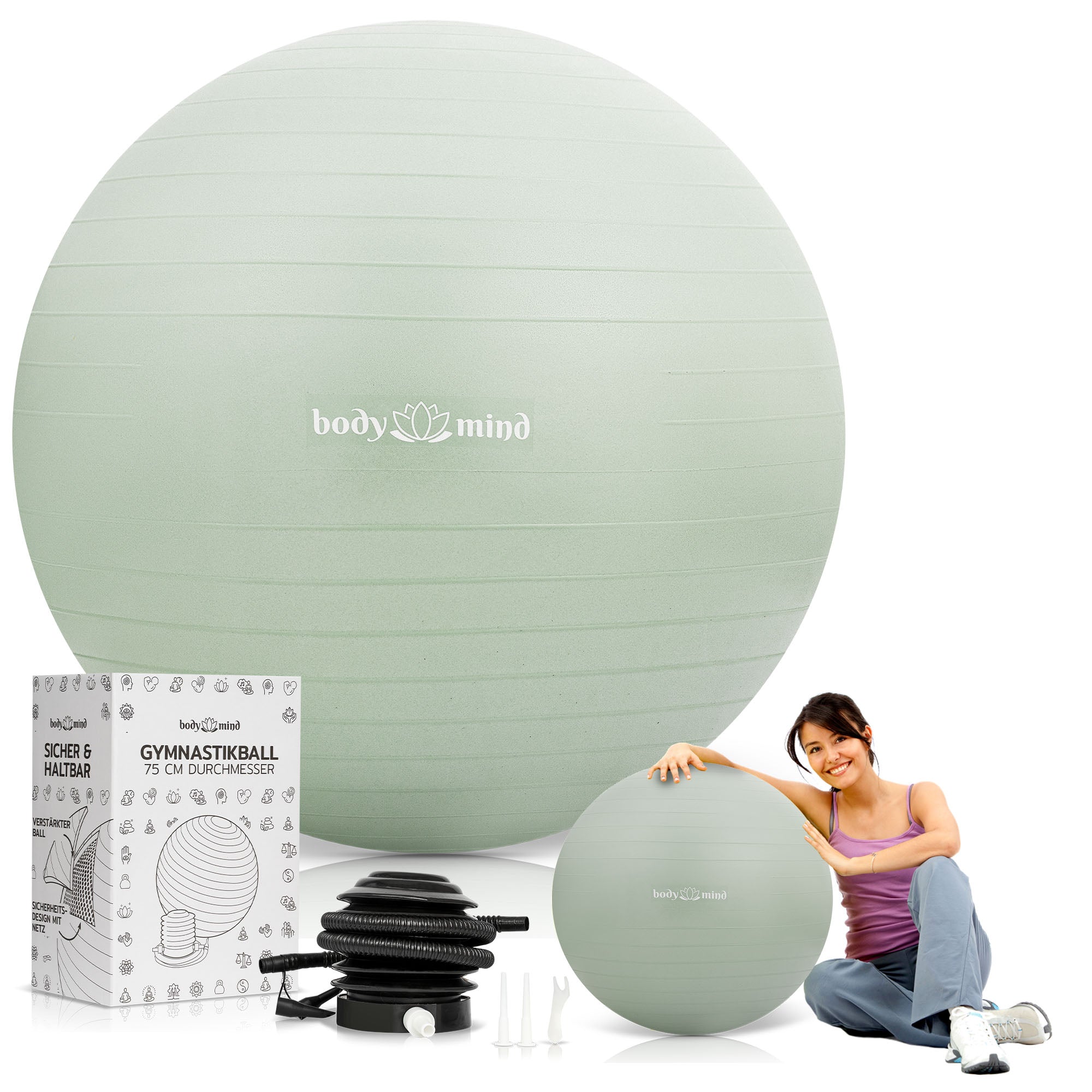 Gymnastikball inkl. Luftpumpe - Anti-Burst Pilates Ball