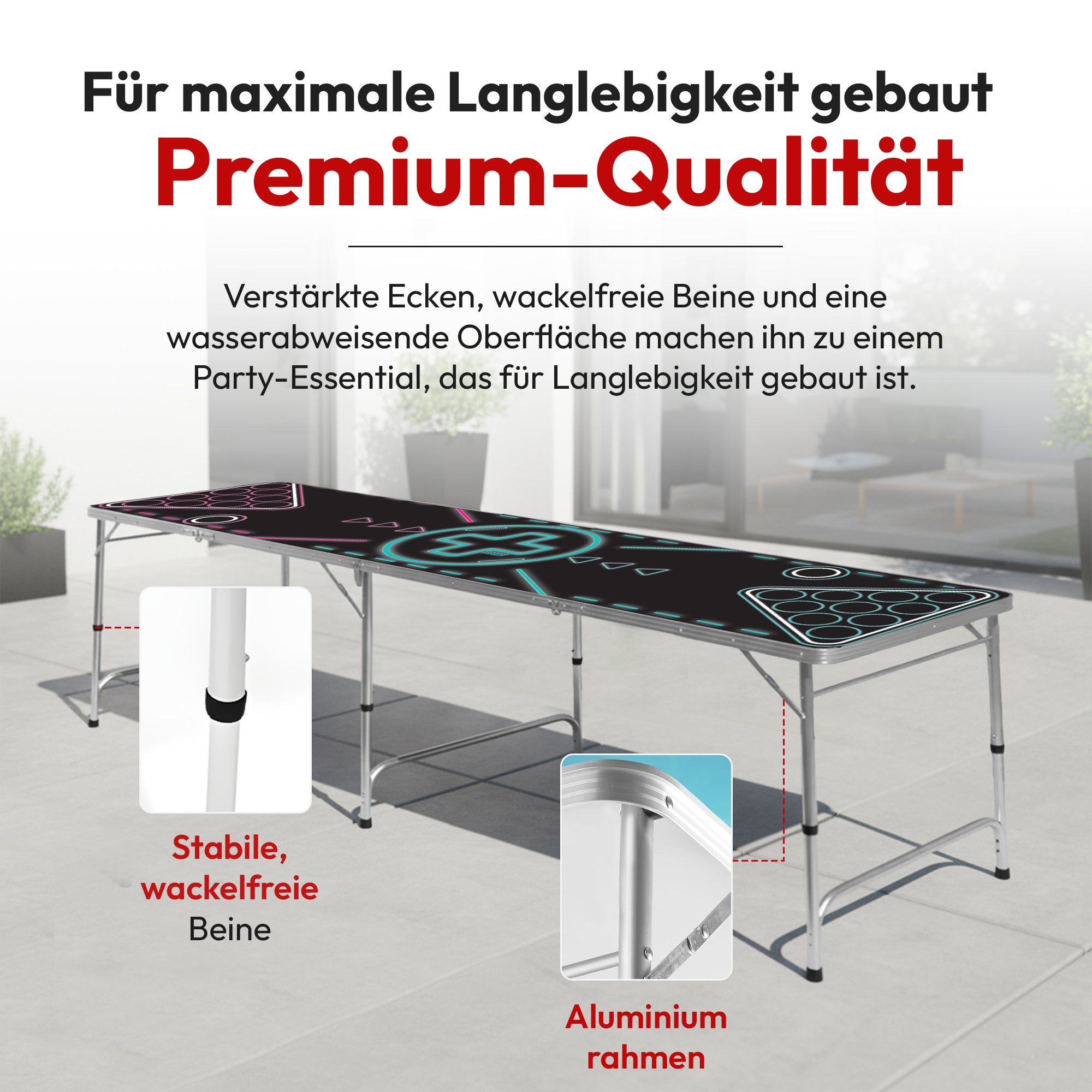 Klappbarer Bierpong-Tisch Set - Praktischer Beer Pong Tisch
