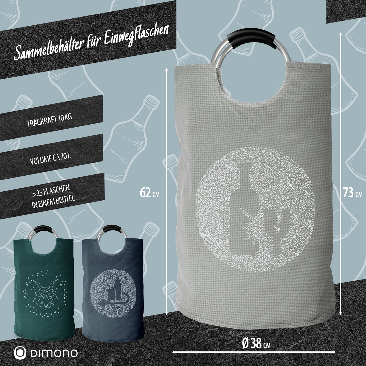 Flaschensammler - Leergutkorb, Wäsche- & Spielzeugtasche, faltbar & robust