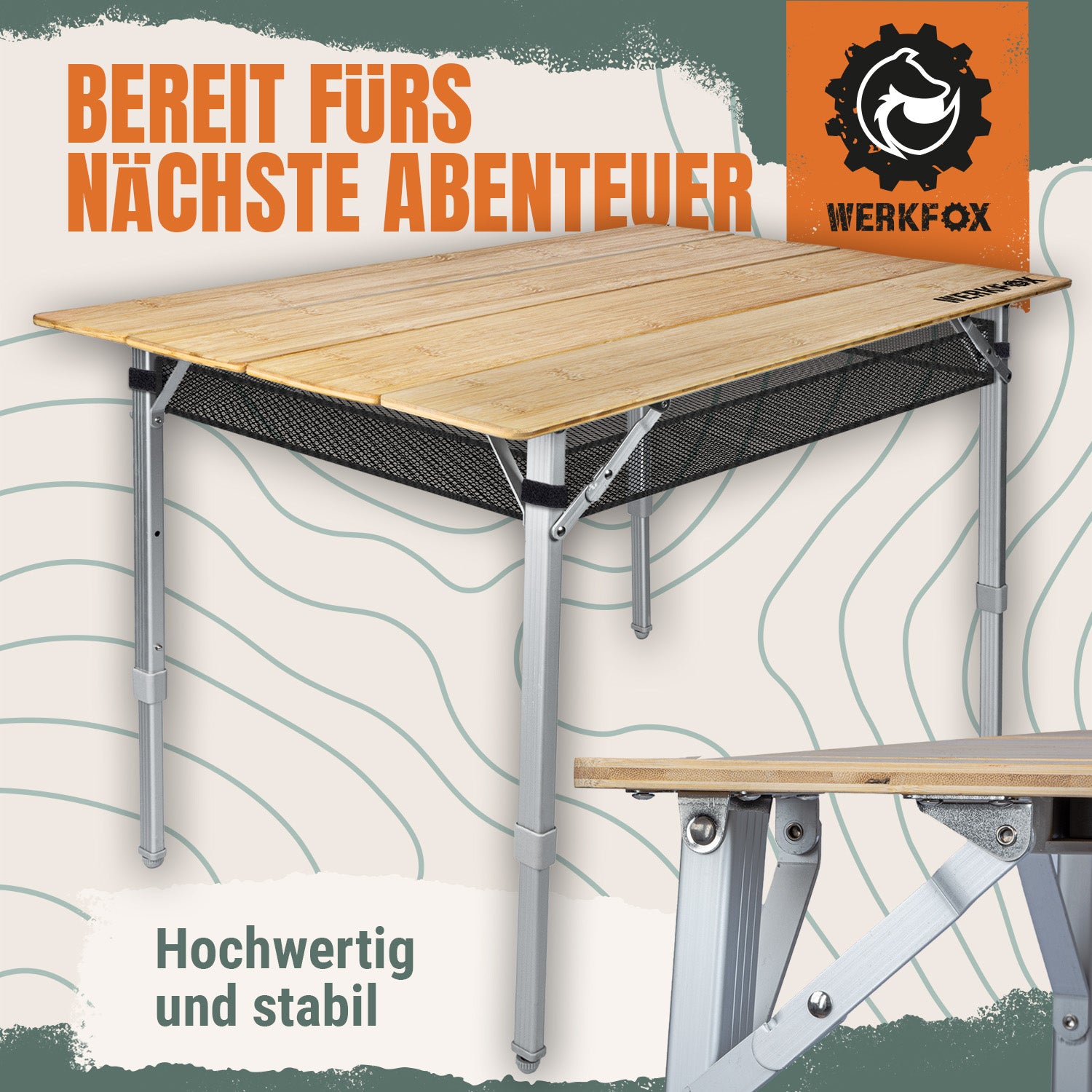 Klappbarer Campingtisch aus Bambus - Faltbarer Gartentisch
