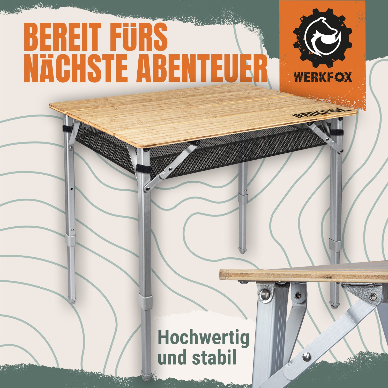 Klappbarer Campingtisch aus Bambus - Faltbarer Gartentisch