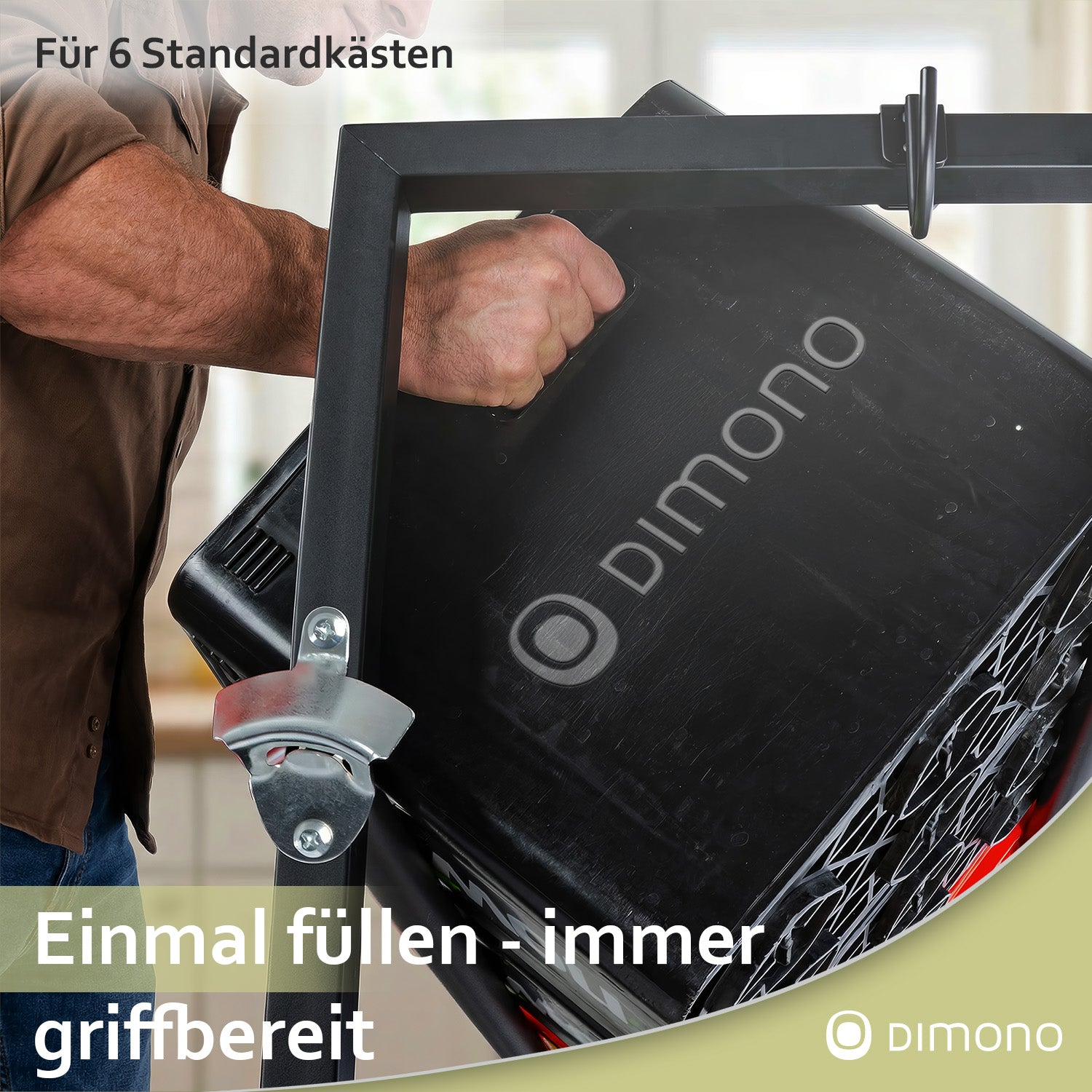 Rollbares Getränkekistenregal aus Metall