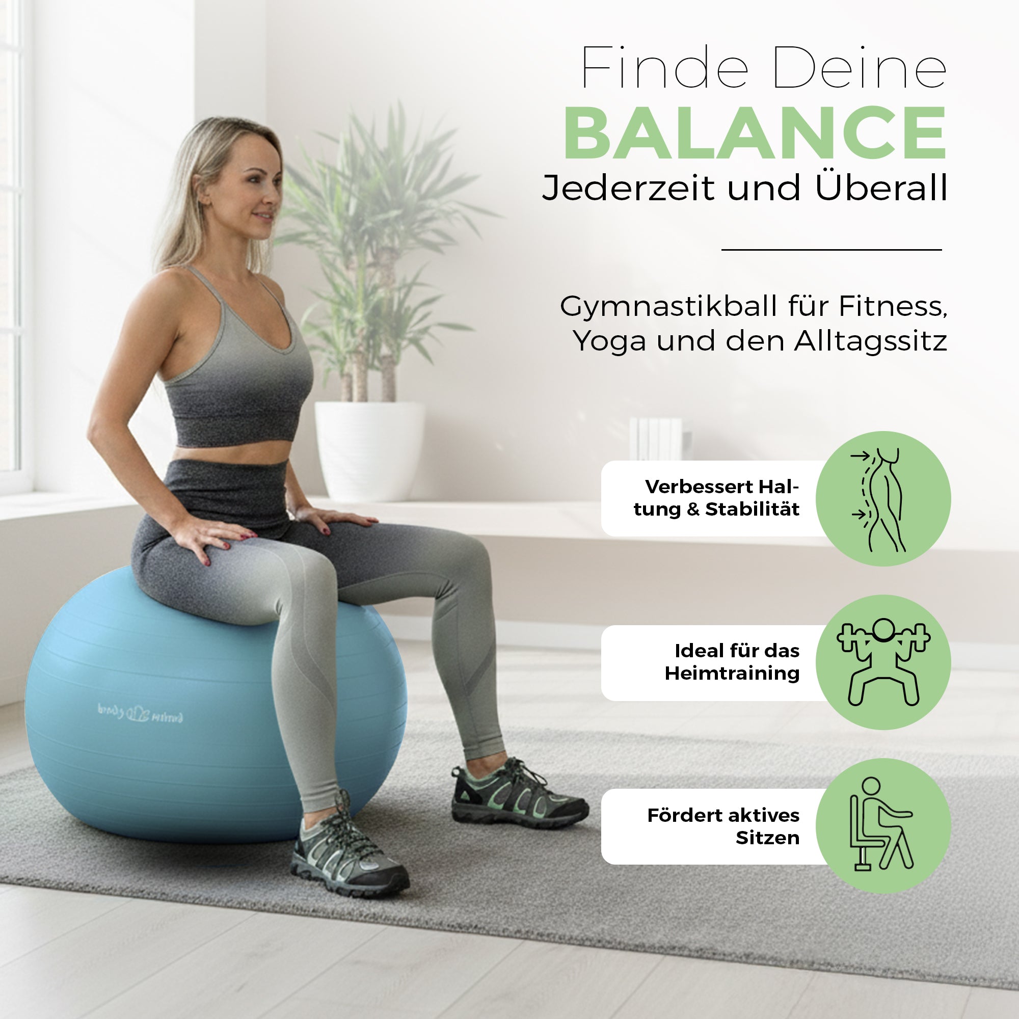 Gymnastikball inkl. Luftpumpe - Anti-Burst Pilates Ball