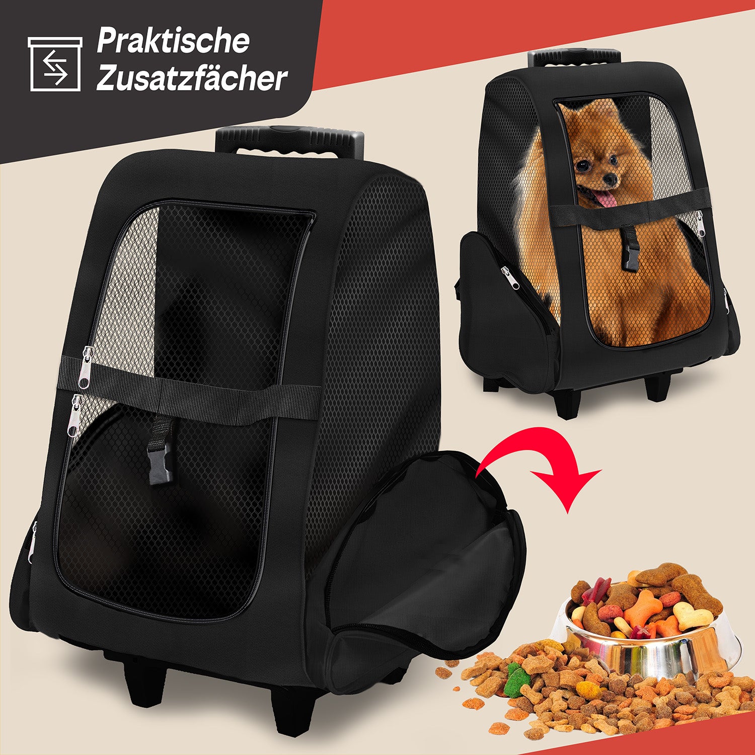 Hunde Trolley - Petbag Rucksack für Hunde - Hundetrolley