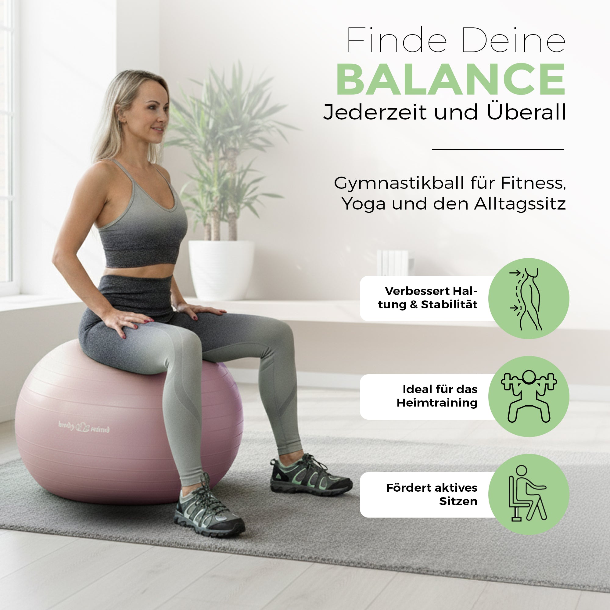 Gymnastikball inkl. Luftpumpe - Anti-Burst Pilates Ball