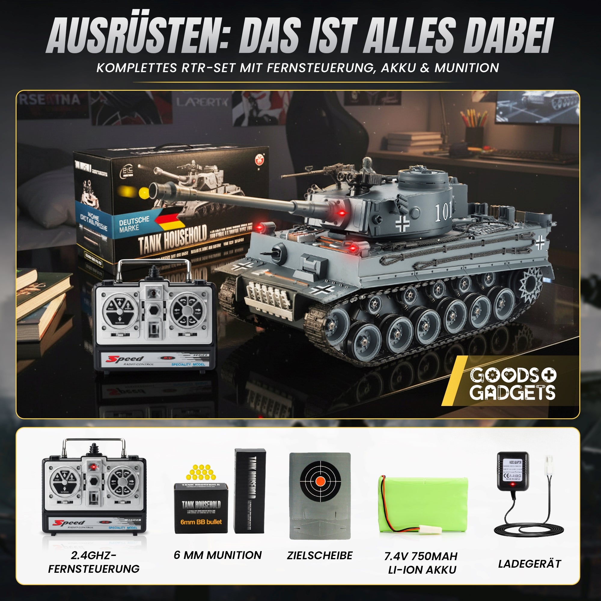 Ferngesteuerter Tiger Panzer - Modellbau R/C Panzer 1:16 Maßstab
