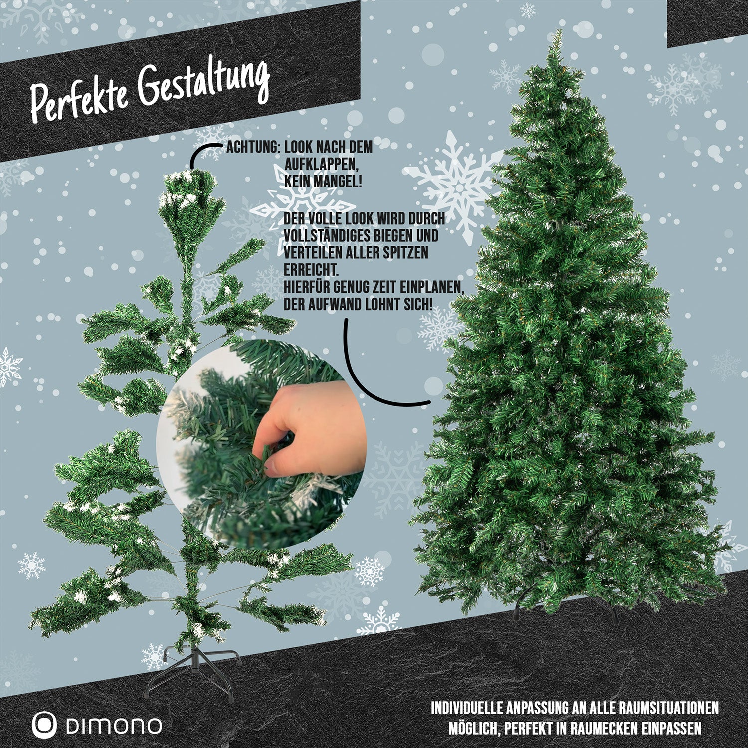Künstlicher Weihnachtsbaum mit Schnee - Christbaum mit wunderschönen Baumspitzen