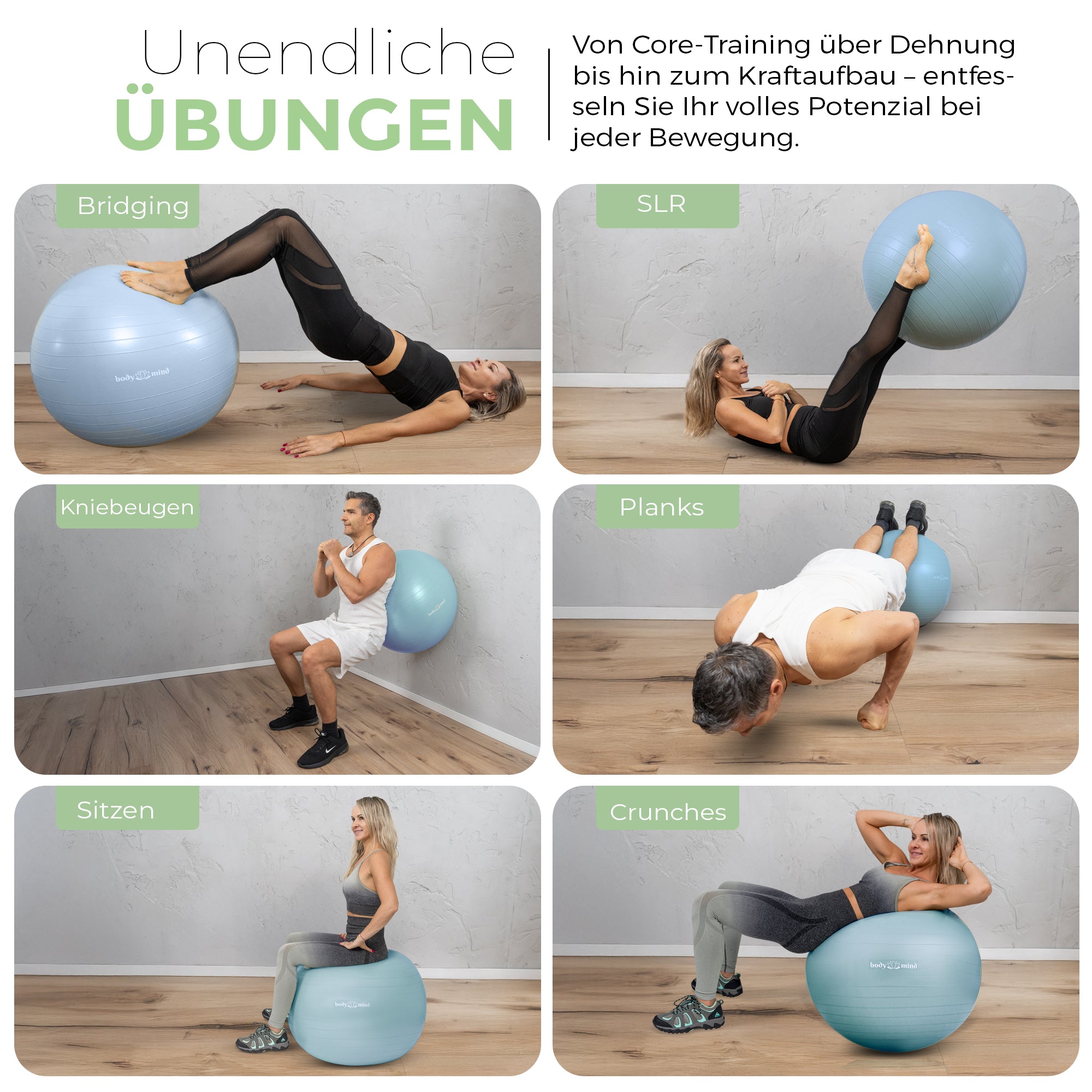Gymnastikball inkl. Luftpumpe - Anti-Burst Pilates Ball