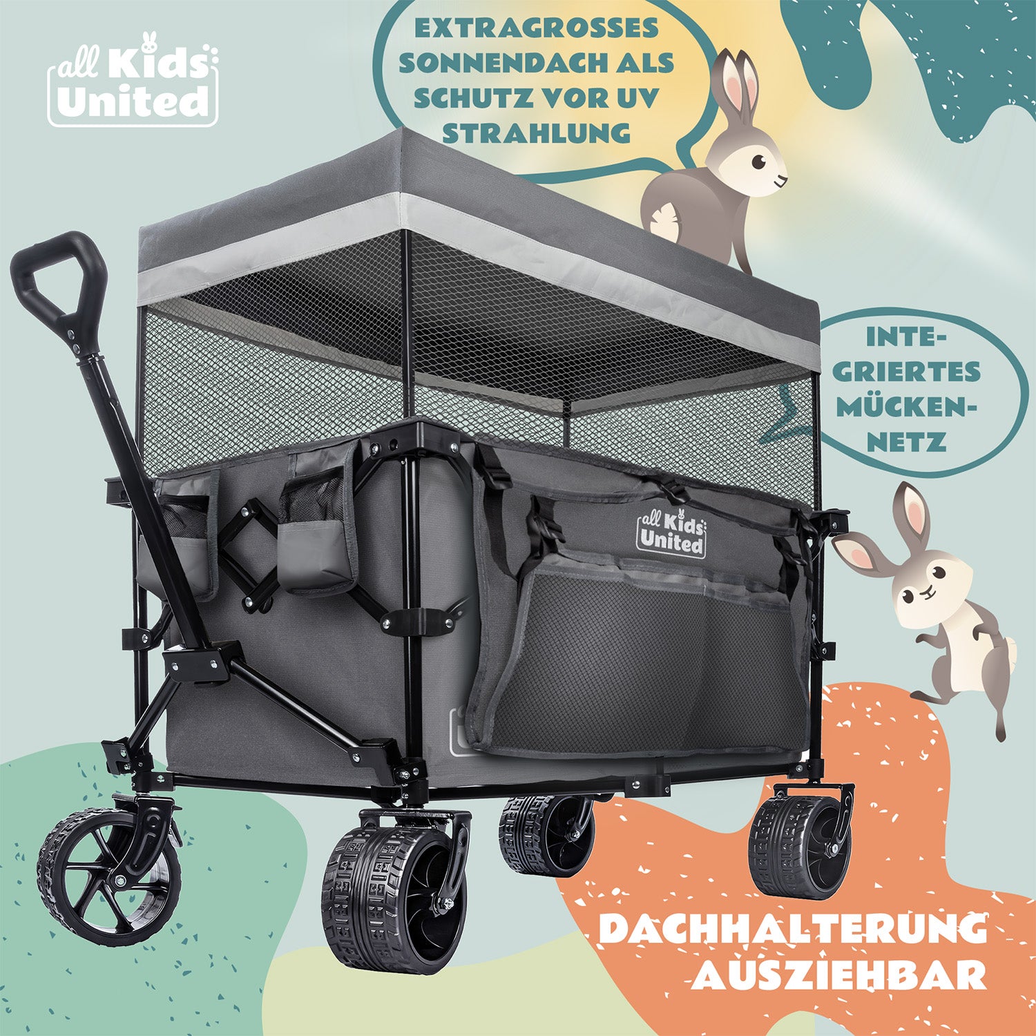 Faltbarer Bollerwagen - Strand-Buggy mit XXL Geländeräder und Bremse