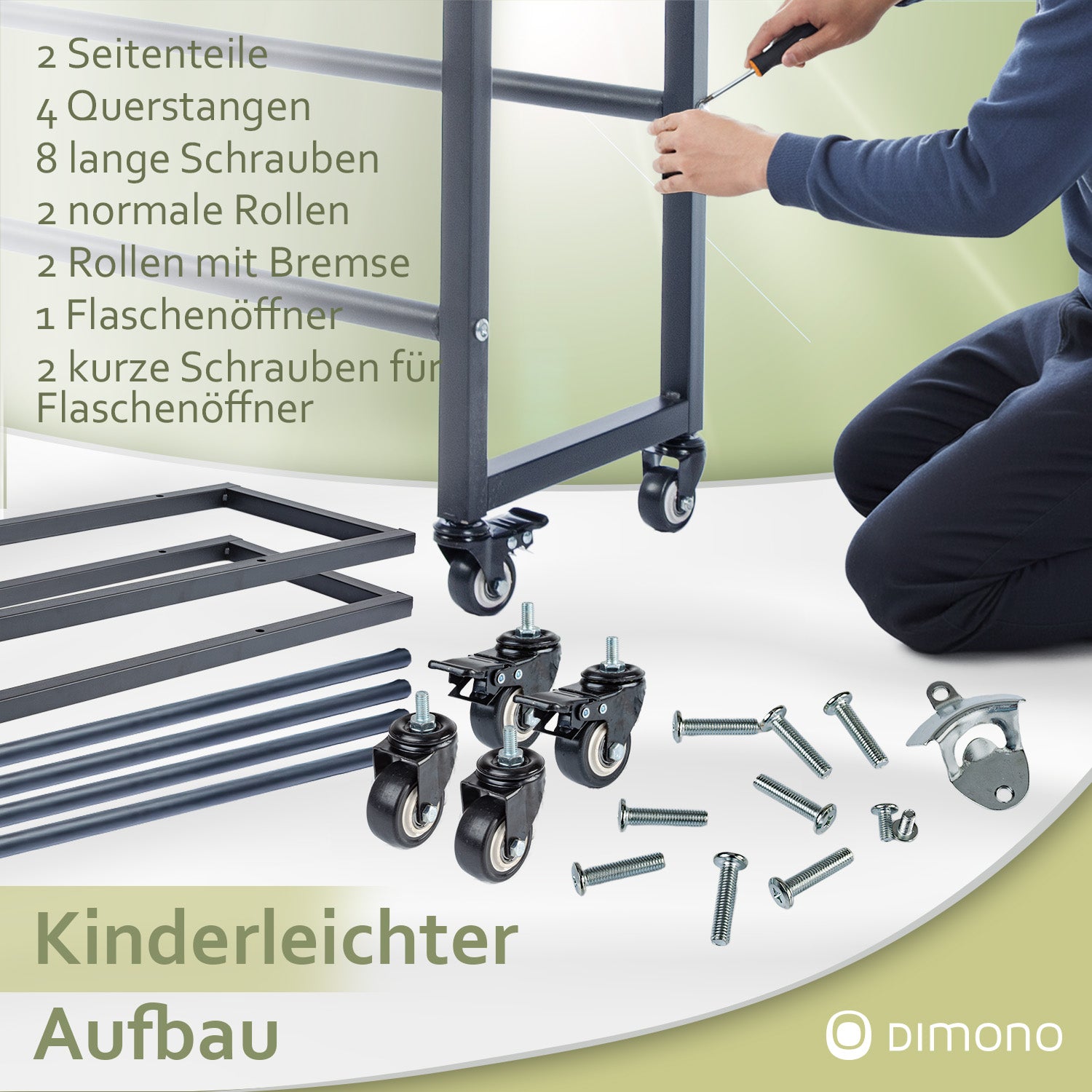 Rollbares Getränkekistenregal aus Metall