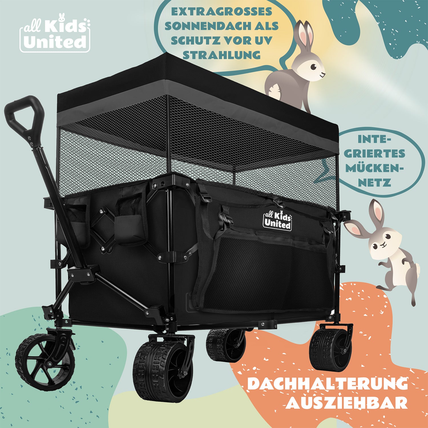 Faltbarer Bollerwagen - Strand-Buggy mit XXL Geländeräder und Bremse
