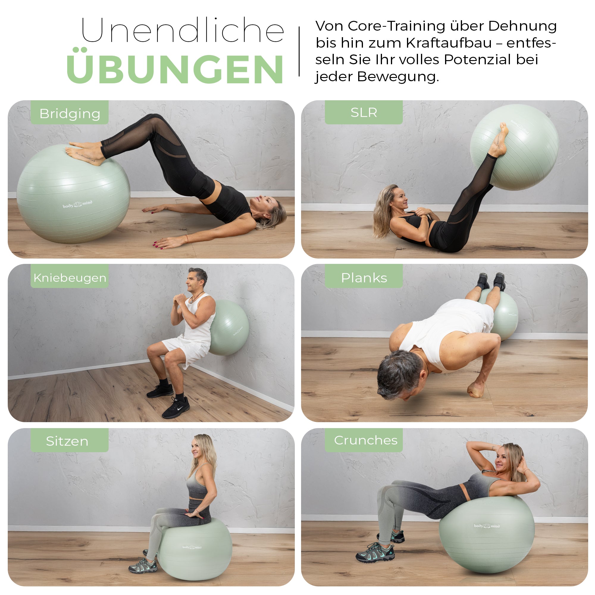 Gymnastikball inkl. Luftpumpe - Anti-Burst Pilates Ball