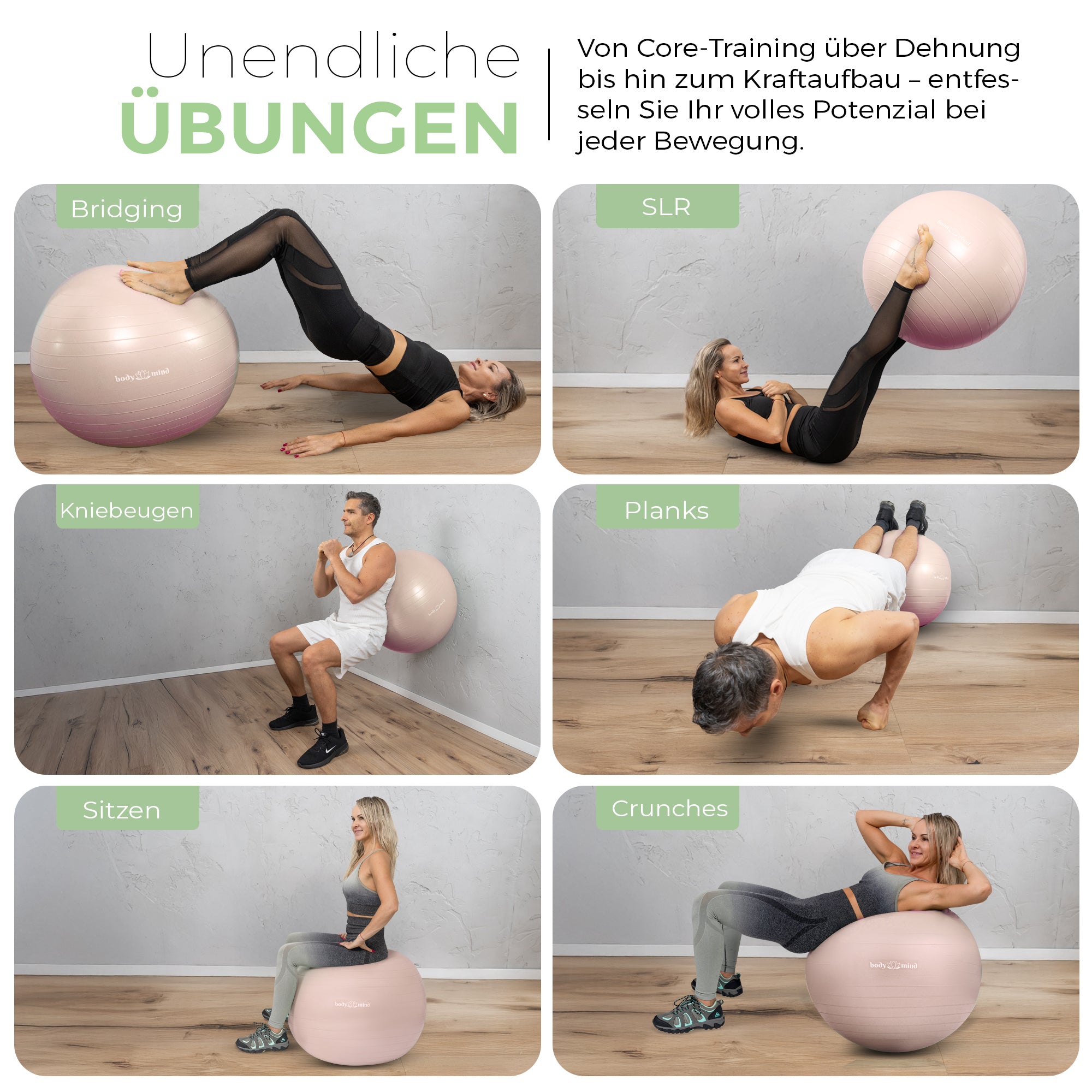 Gymnastikball inkl. Luftpumpe - Anti-Burst Pilates Ball