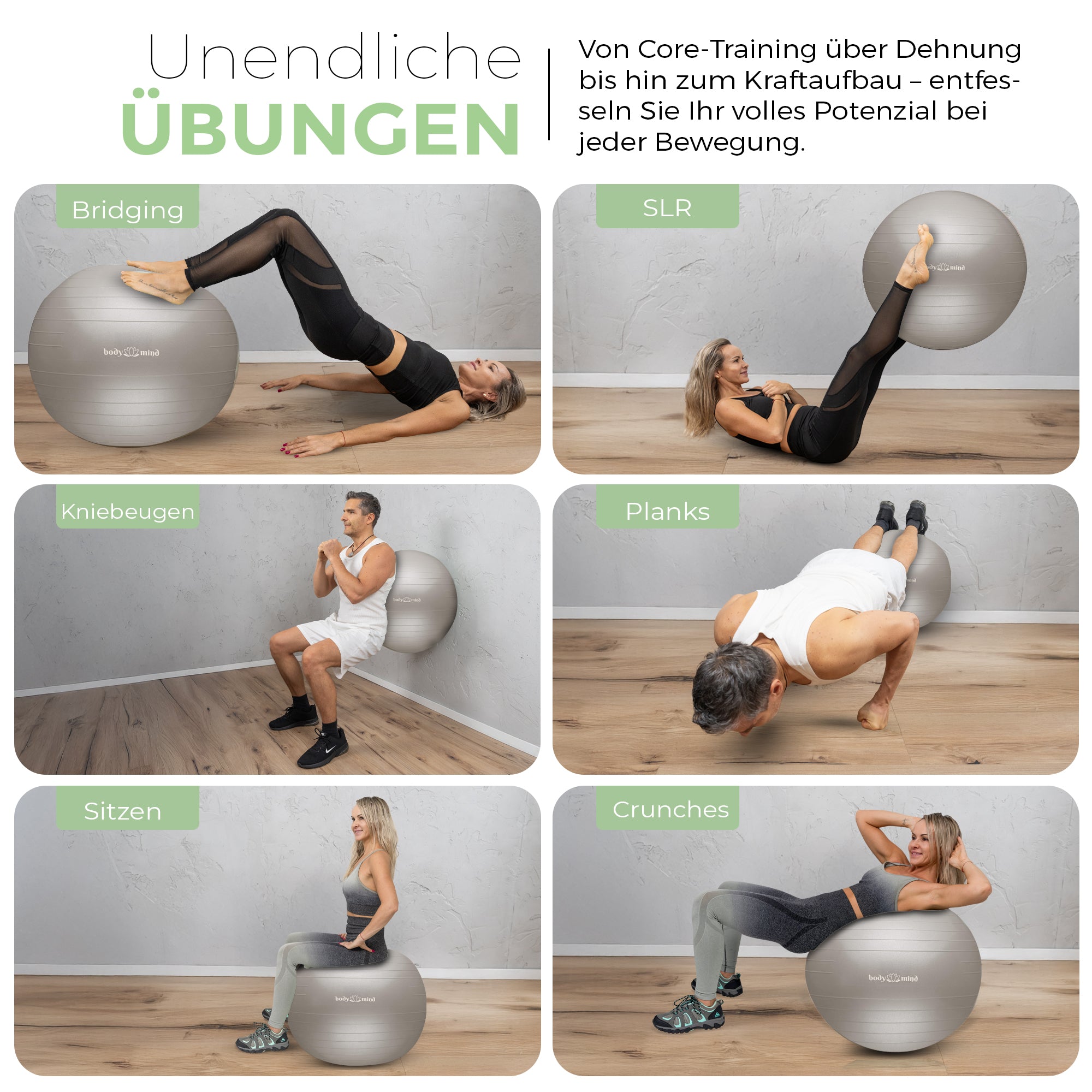 Gymnastikball inkl. Luftpumpe - Anti-Burst Pilates Ball