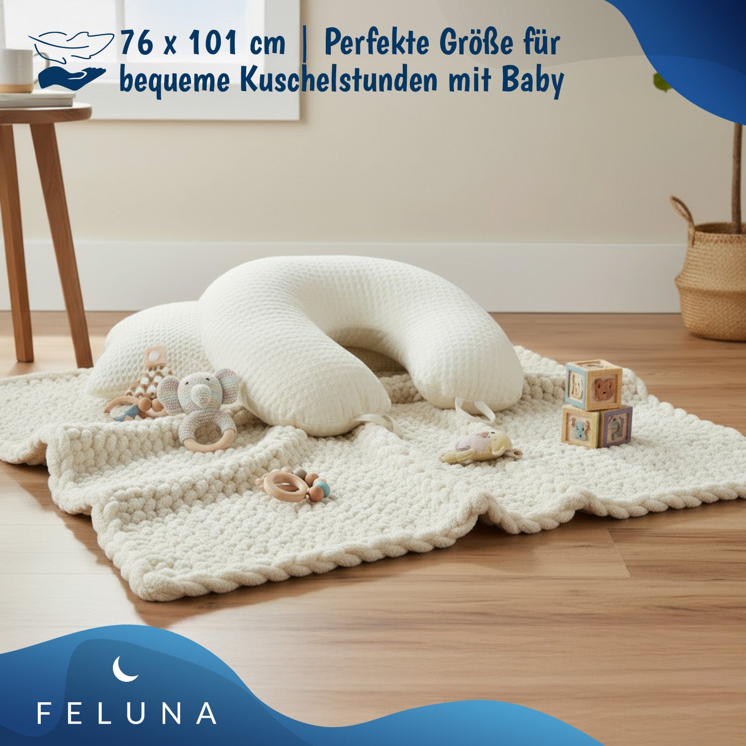 Grob gestrickte Kuscheldecke - Flauschige Wolldecke für Wohnzimmer & Gästezimmer