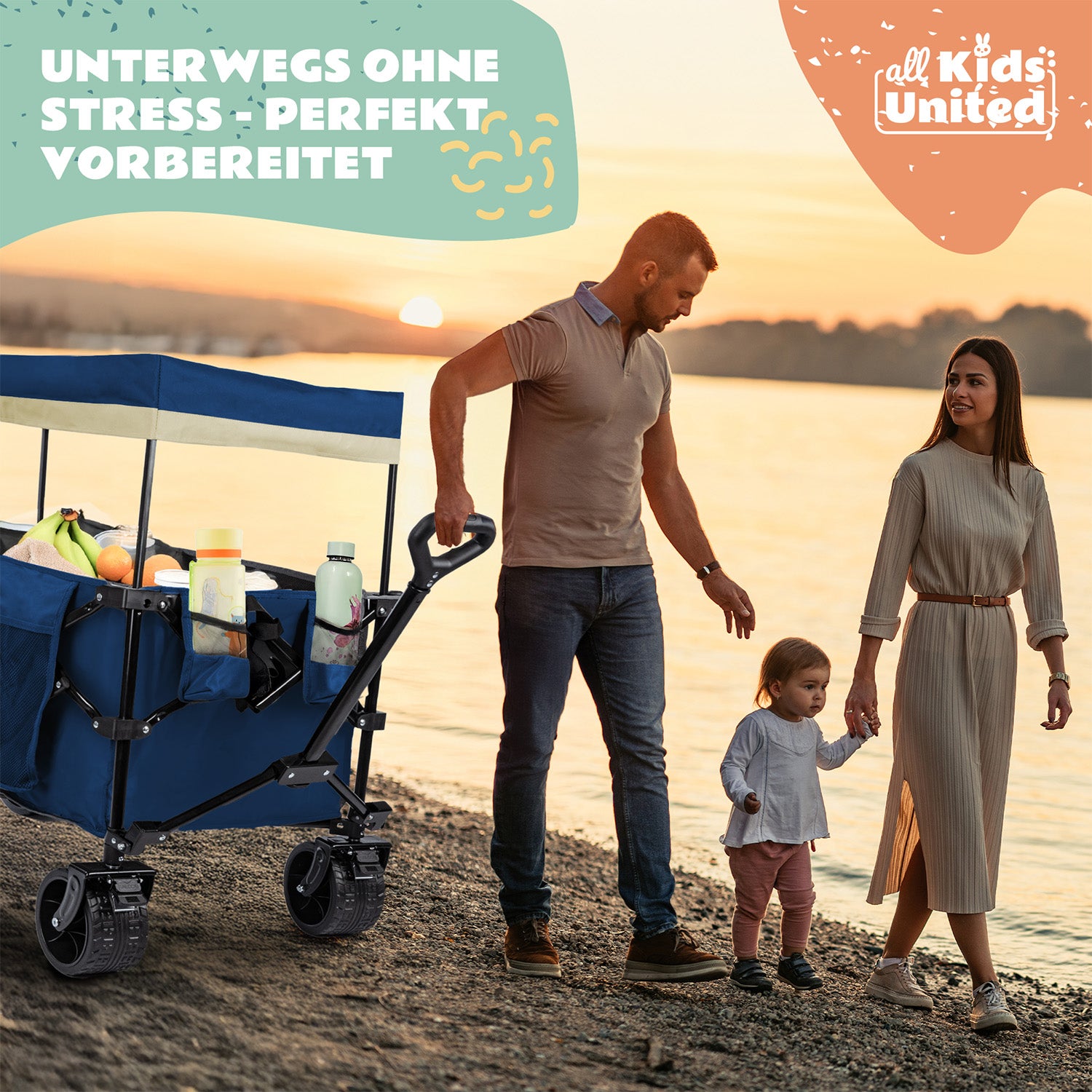 Faltbarer Bollerwagen - Strand-Buggy mit XXL Geländeräder und Bremse