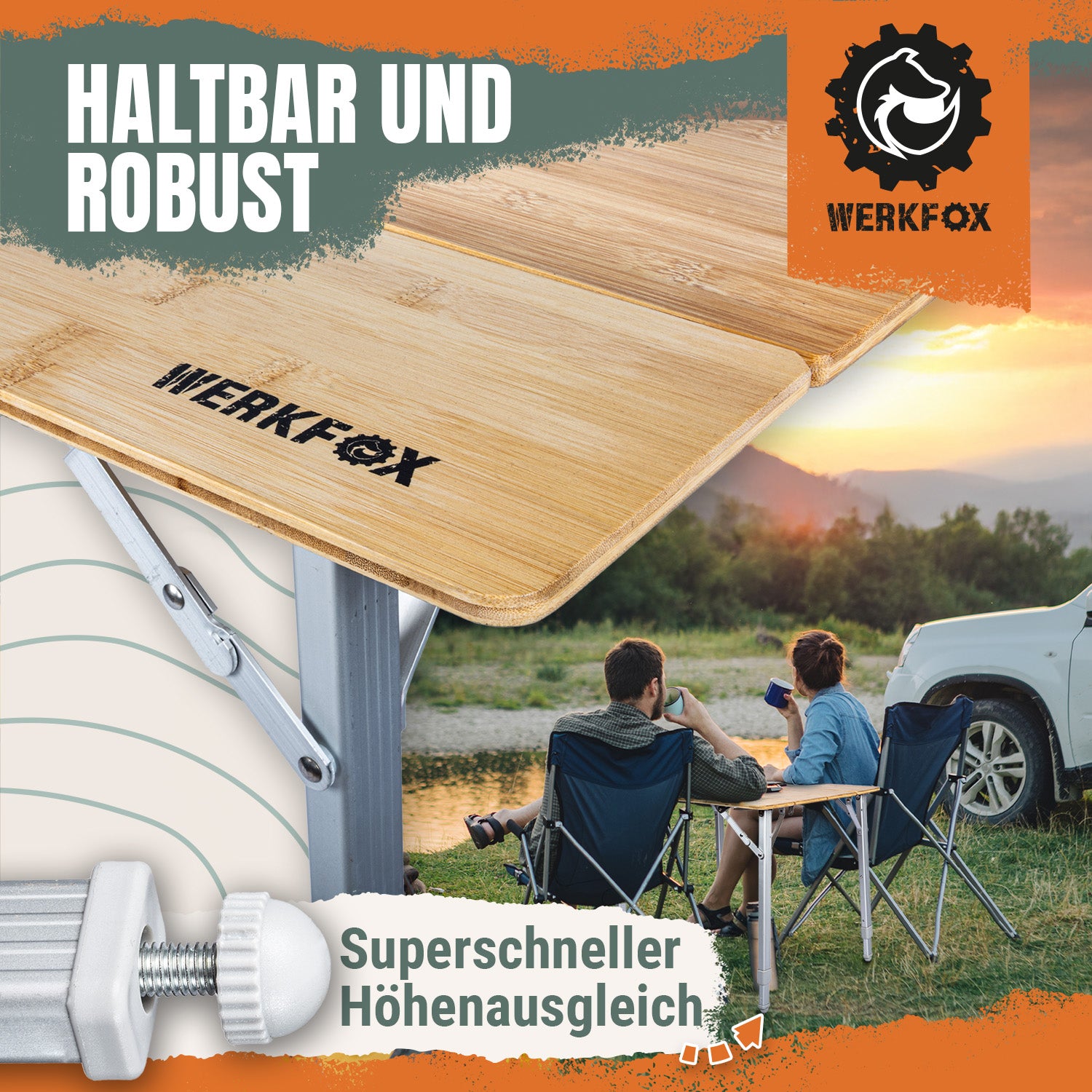 Klappbarer Campingtisch aus Bambus - Faltbarer Gartentisch