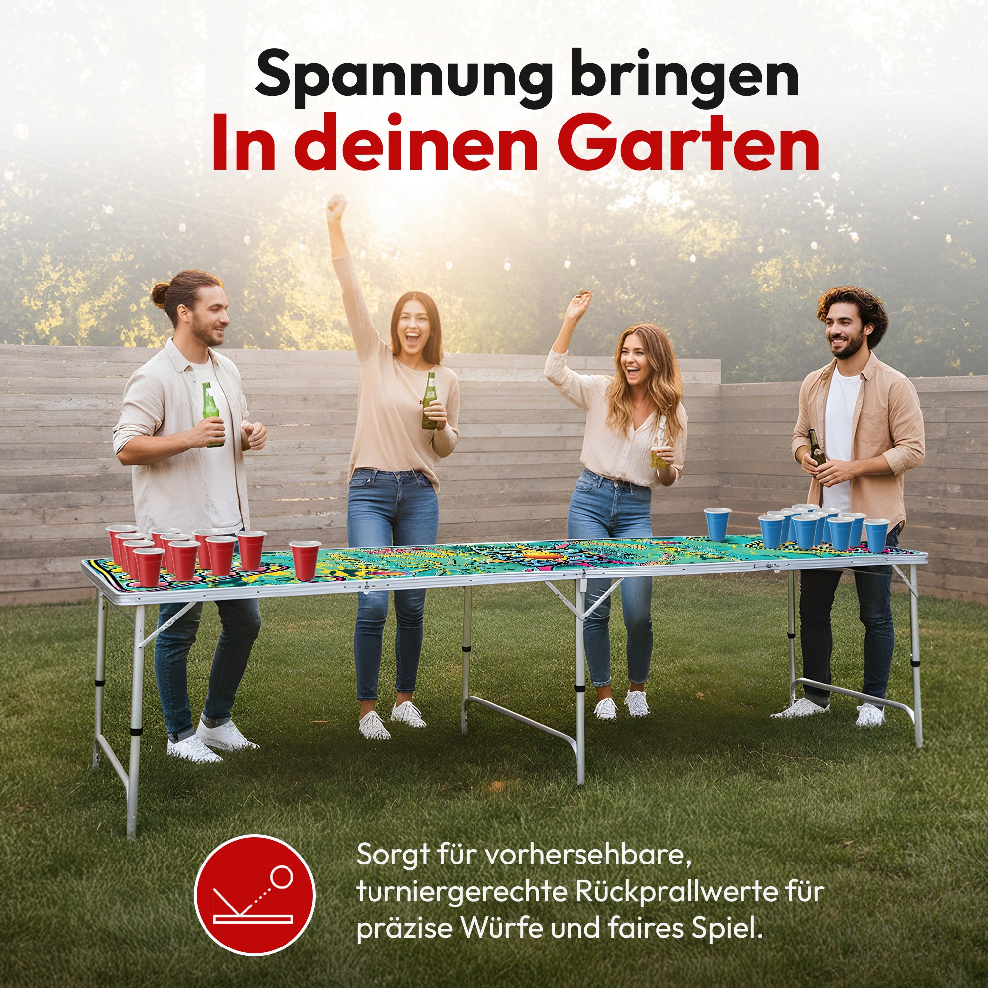 Klappbarer Bierpong-Tisch Set - Praktischer Beer Pong Tisch