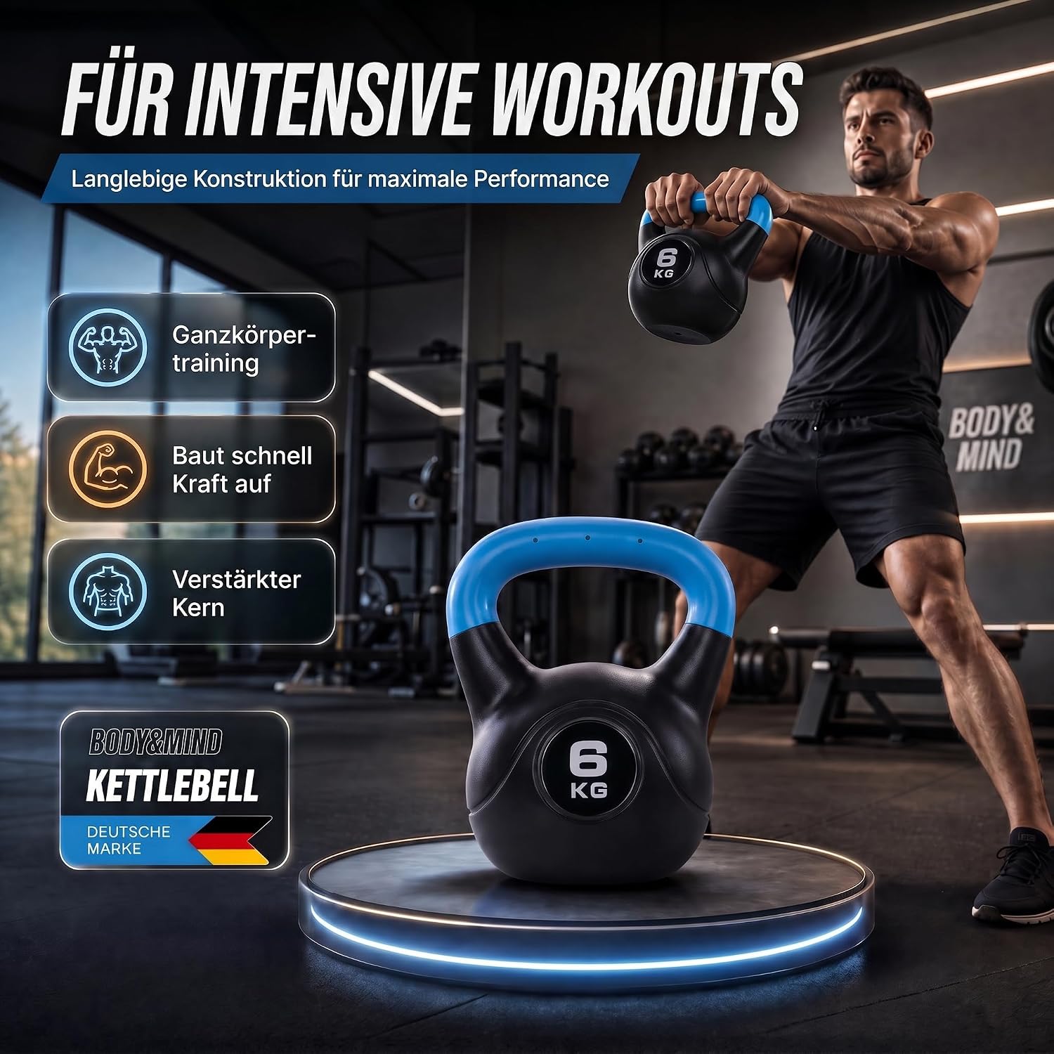 Kettlebell Kugelhantel Deluxe 2-20 kg – Bodenschonendes Krafttraining