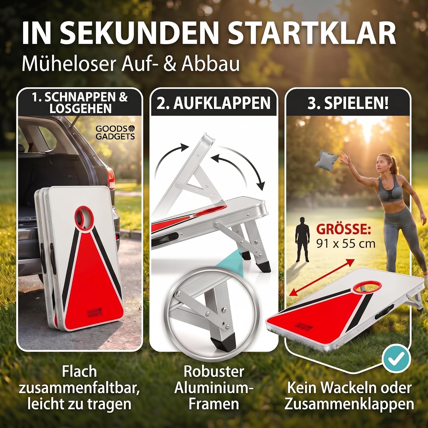 XXL Cornhole-Spiel Aluminium – Robustes Outdoor Wurfspiel