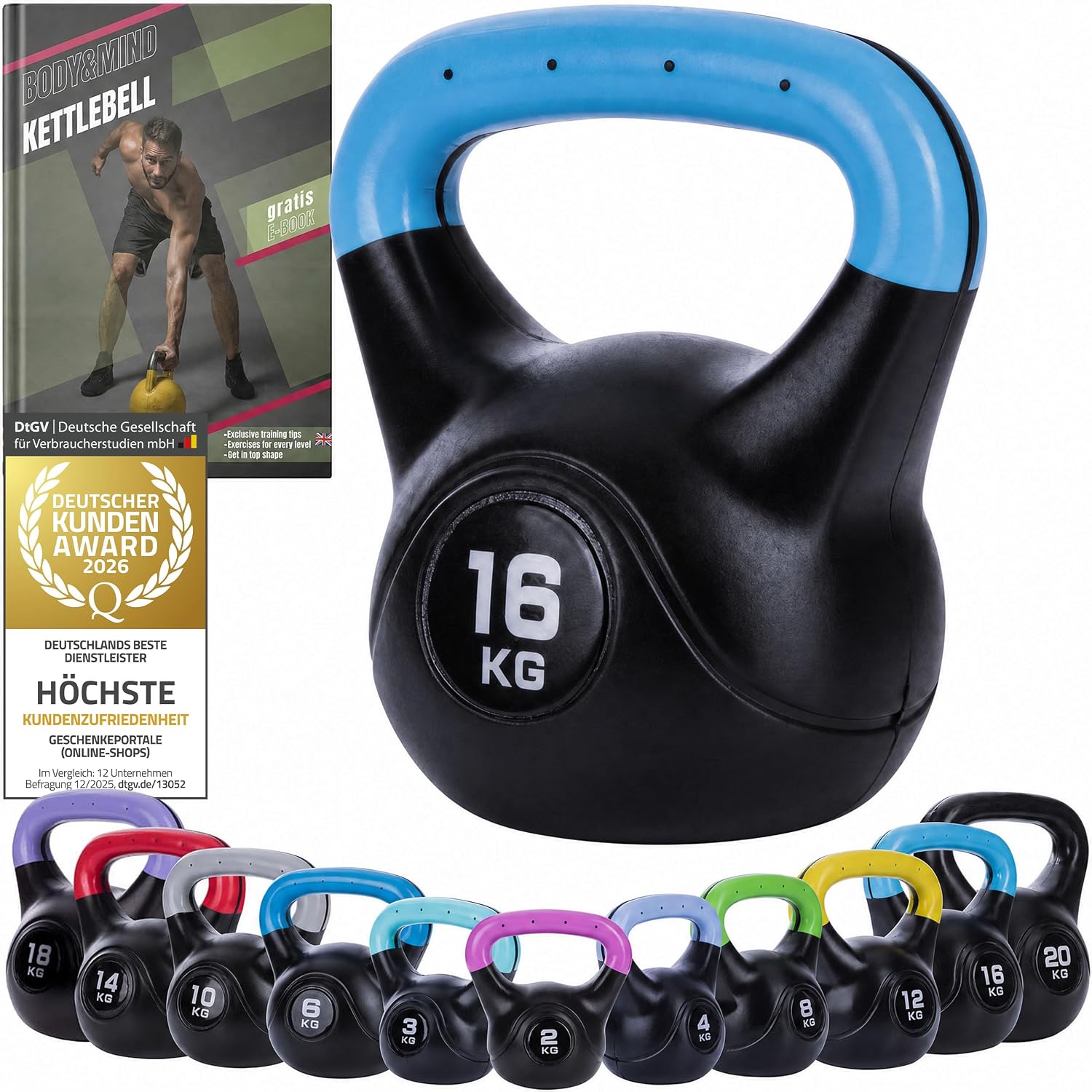 Kettlebell Kugelhantel Deluxe 2-20 kg – Bodenschonendes Krafttraining