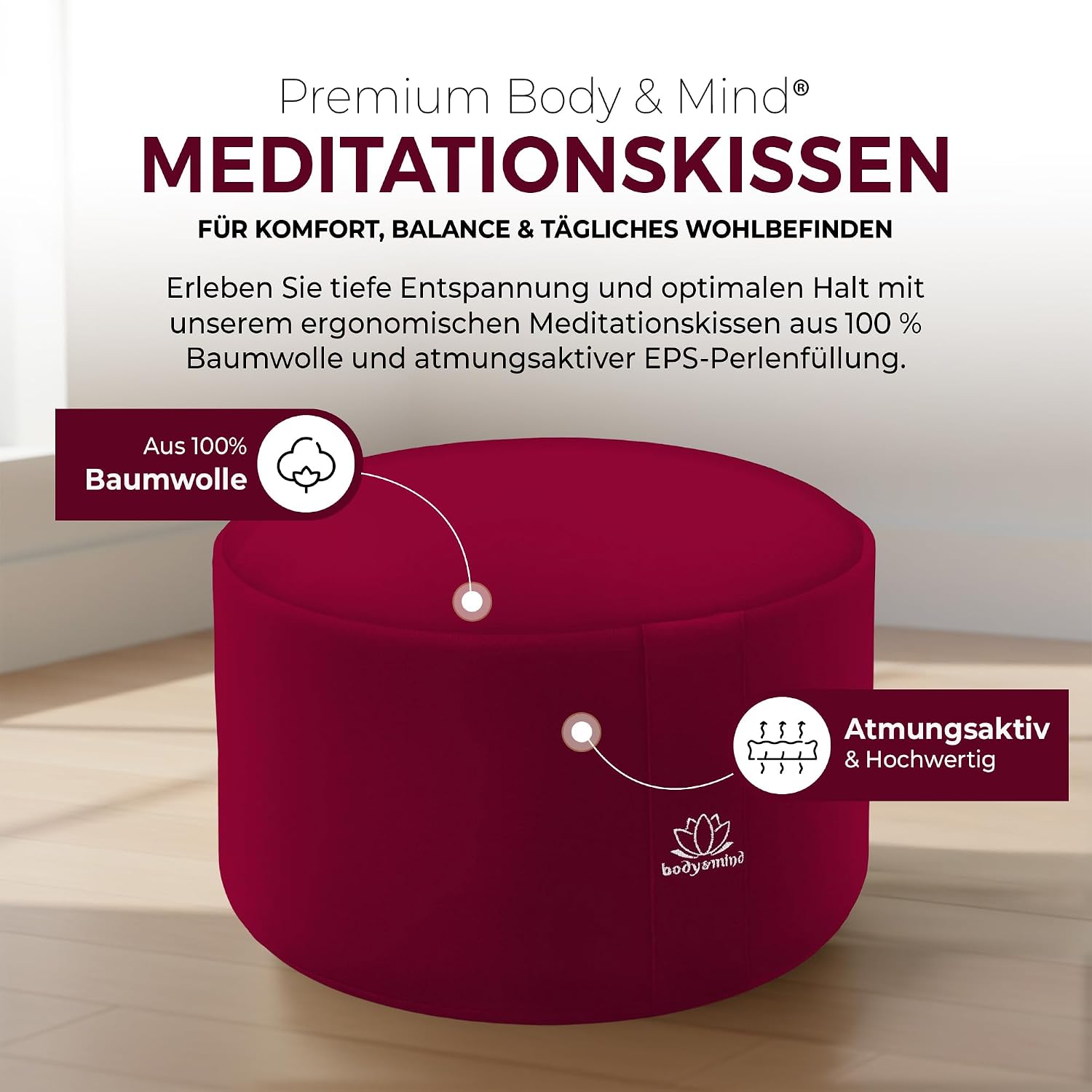 Yoga Meditationskissen - Ergonomisches Bodenkissen zur Entspannung