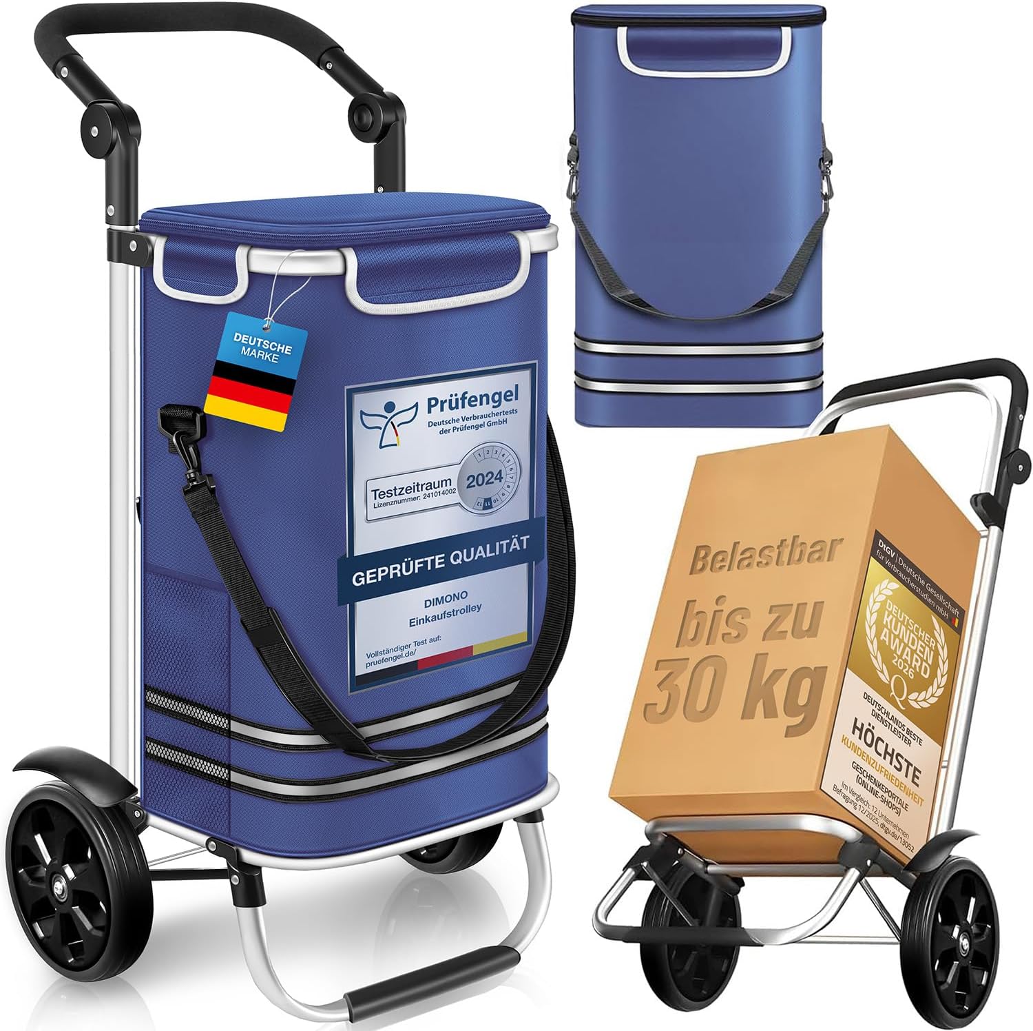 3in1 Einkaufstrolley klappbar 56L – Transportwagen mit Kühlfach