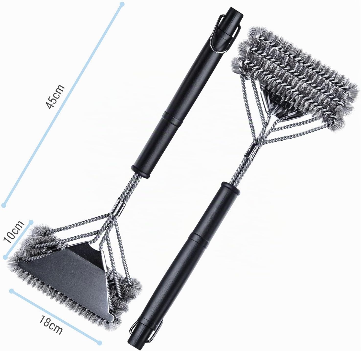 3in1 Edelstahl Grillbürste – 45 cm Reiniger mit Schaber
