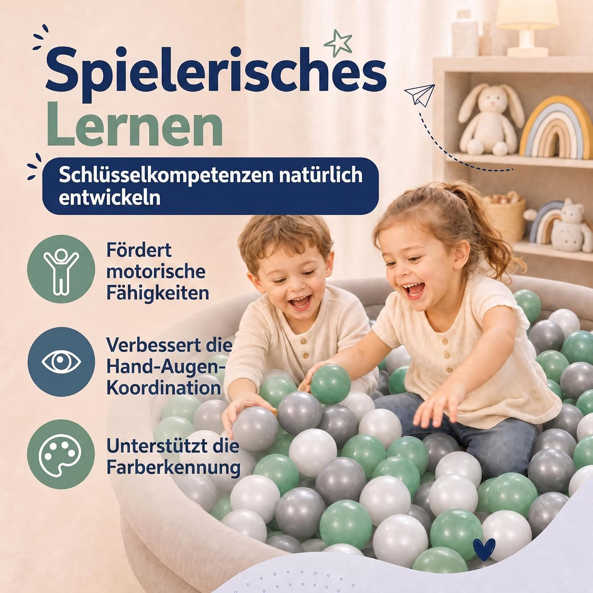 Bällebad-Bälle Grün/Grau/Weiß #Farbe_Grün/Grau/Weiß