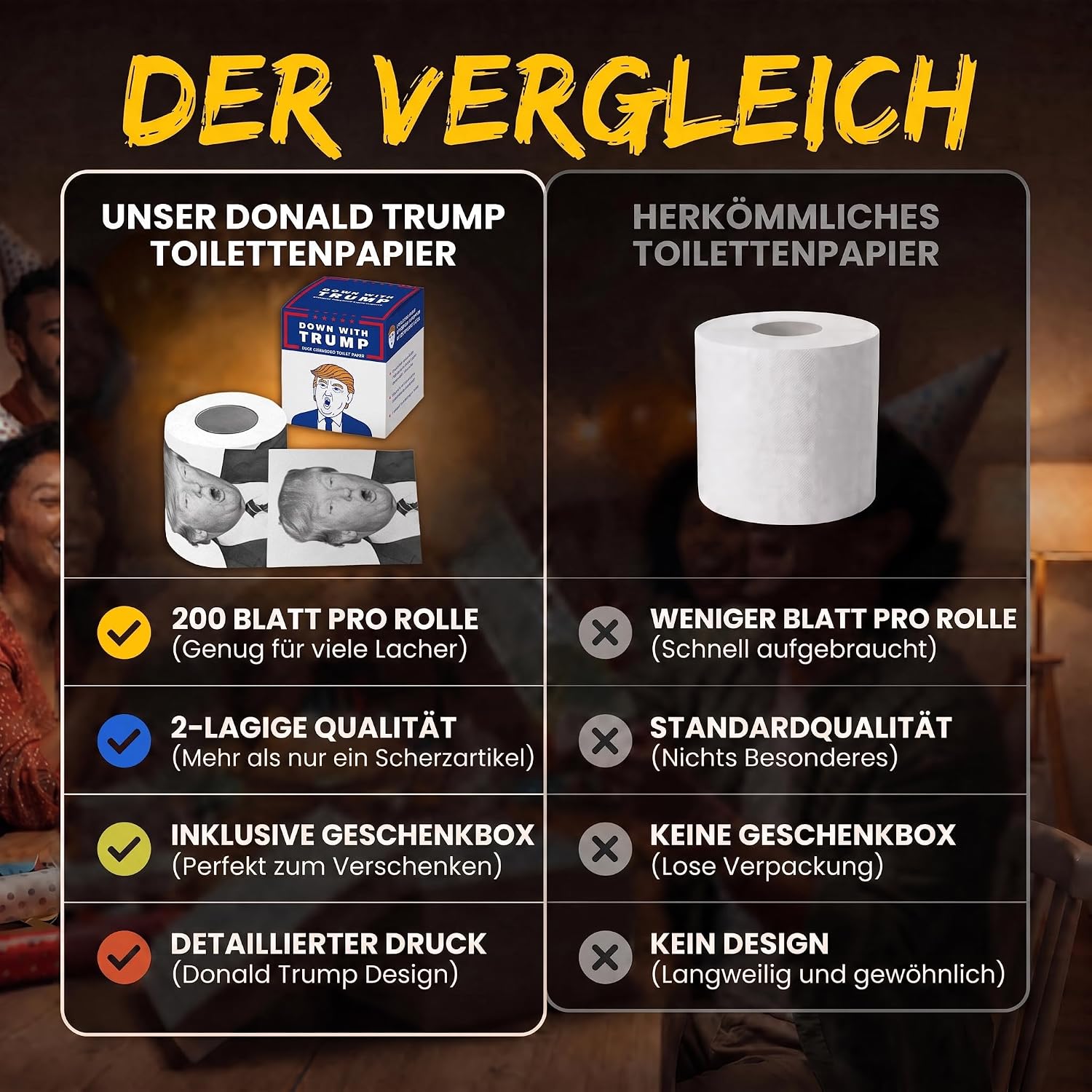 Trump Toilettenpapier - Witziges Klopapier als Party-Geschenk