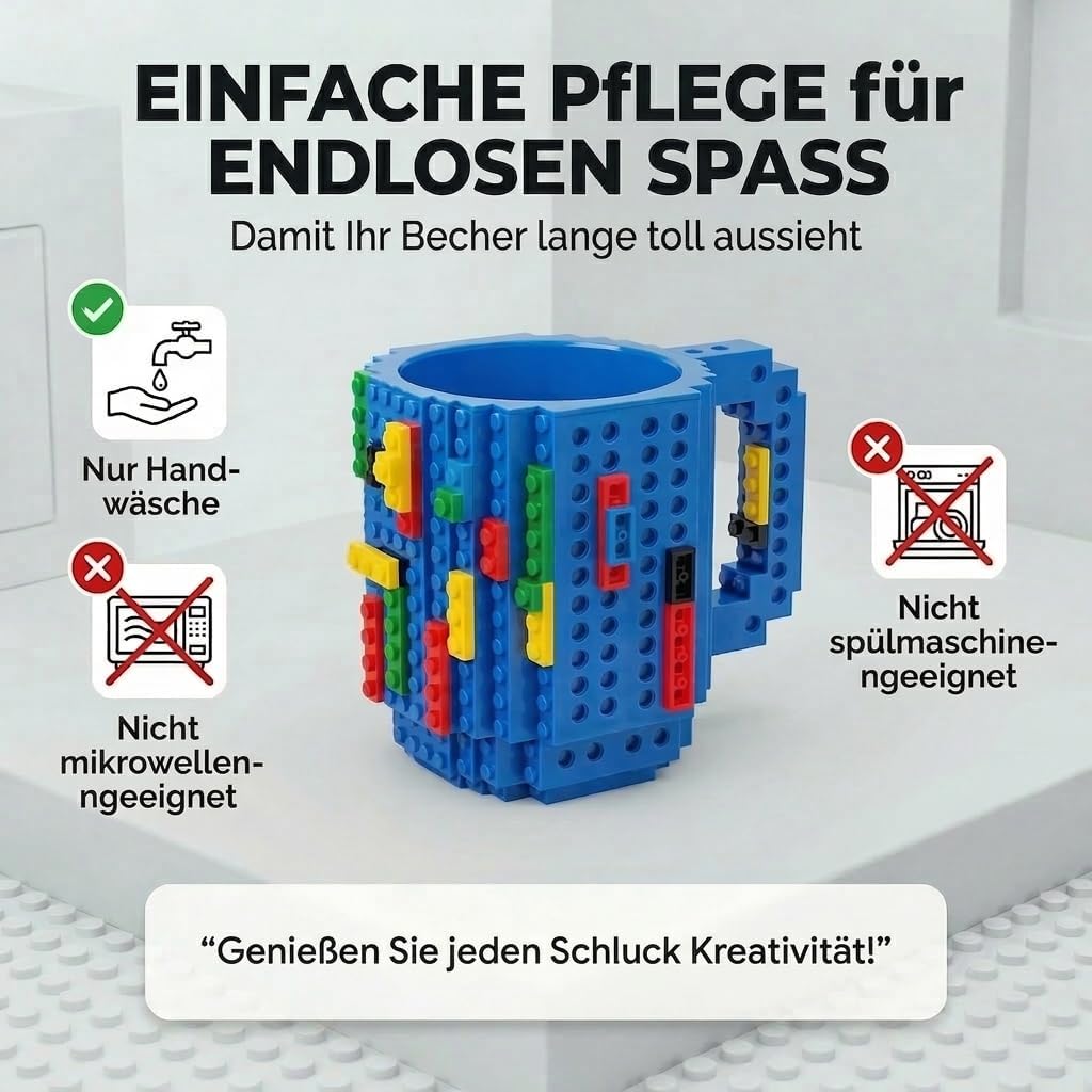 Brick Mug - Bausteine-Kaffeetasse 350ml - Kompatibler DIY Becher