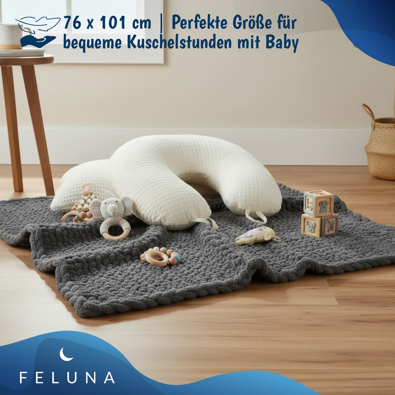 Feluna Grob gestrickte Kuscheldecke – Flauschige Wohndecke XXL