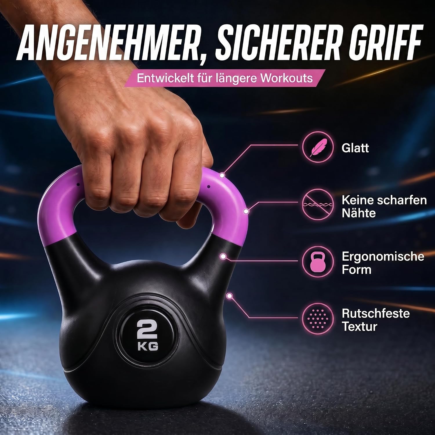 Kettlebell Kugelhantel Deluxe 2-20 kg – Bodenschonendes Krafttraining