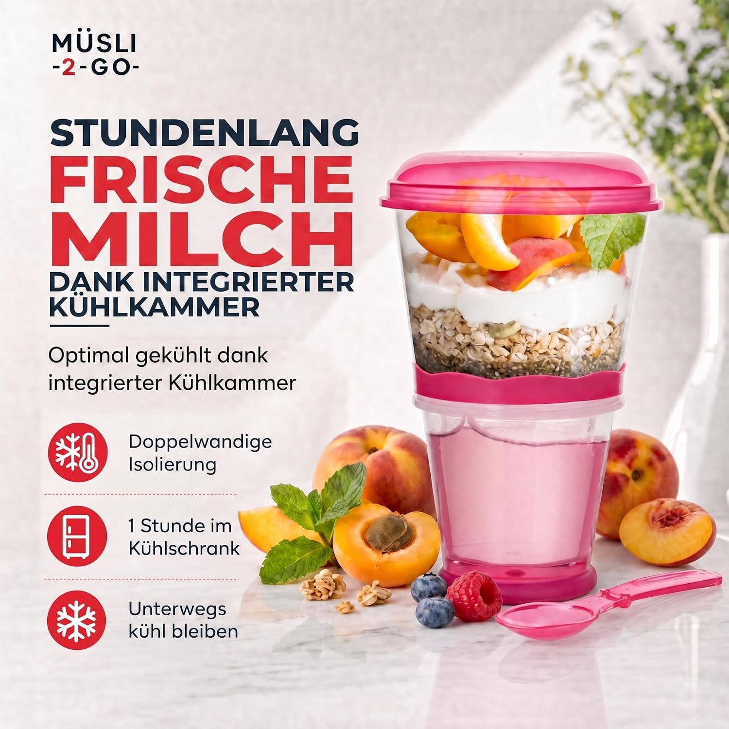 Müsli-to-Go Becher mit Löffel - Dein auslaufsicherer Snack-Begleiter