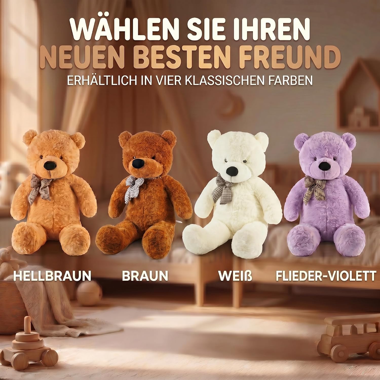Riesen Teddybär 120 cm XXL – Kuscheliger Plüschbär Hellbraun