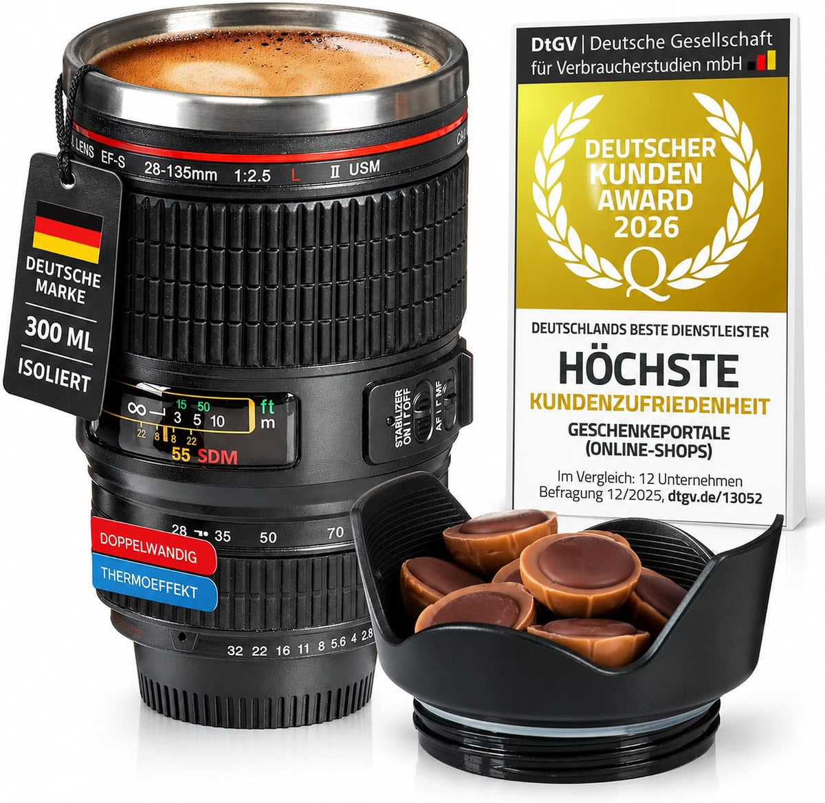 Thermo Tasse Kameraobjektiv Design – Produktbild