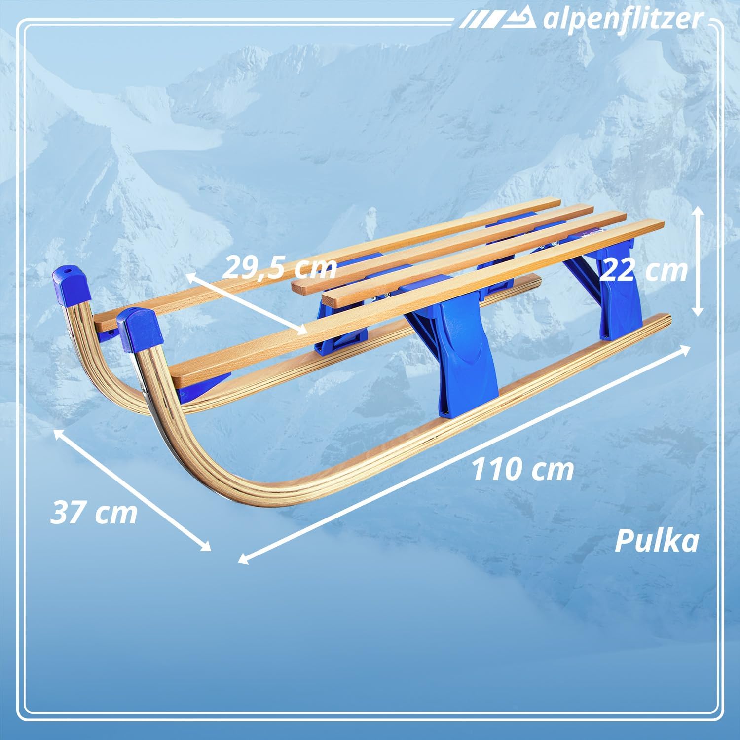 Klappbarer Holzschlitten 110 cm - Robuster Davoser Rodel