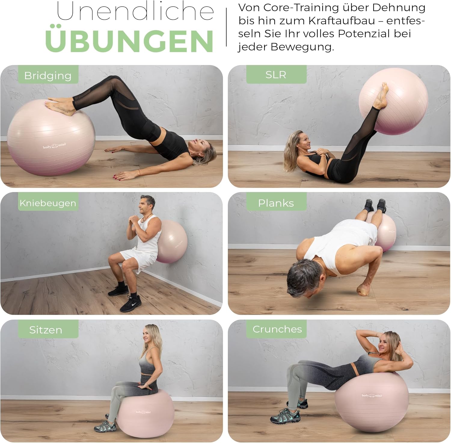 Body & Mind Gymnastikball mit Pumpe - Anti-Burst Pilates & Sitzball