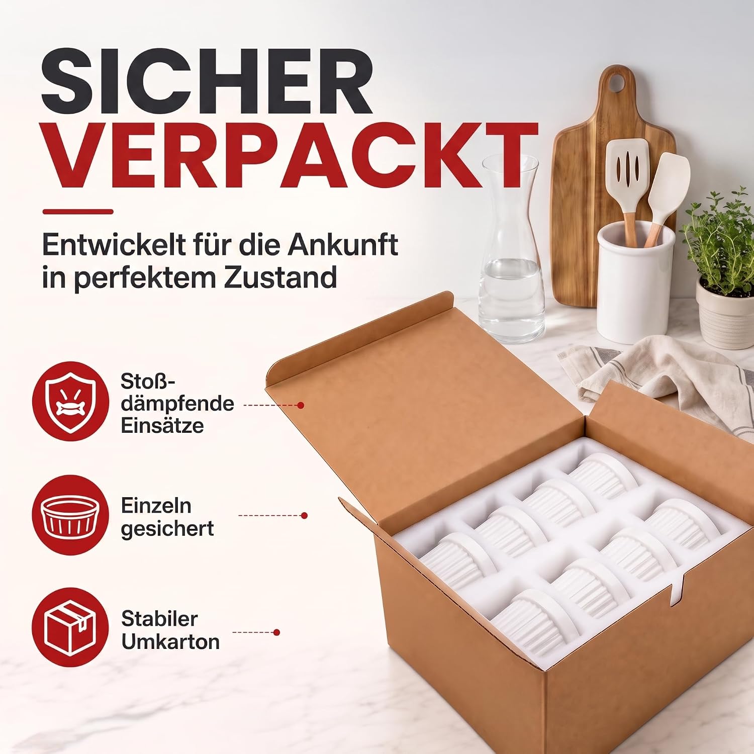 8er Set Dessertschalen & Creme-Brulée-Förmchen aus Keramik Weiß